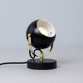 Inlight Azure Retro Matt Black Round Table lamp