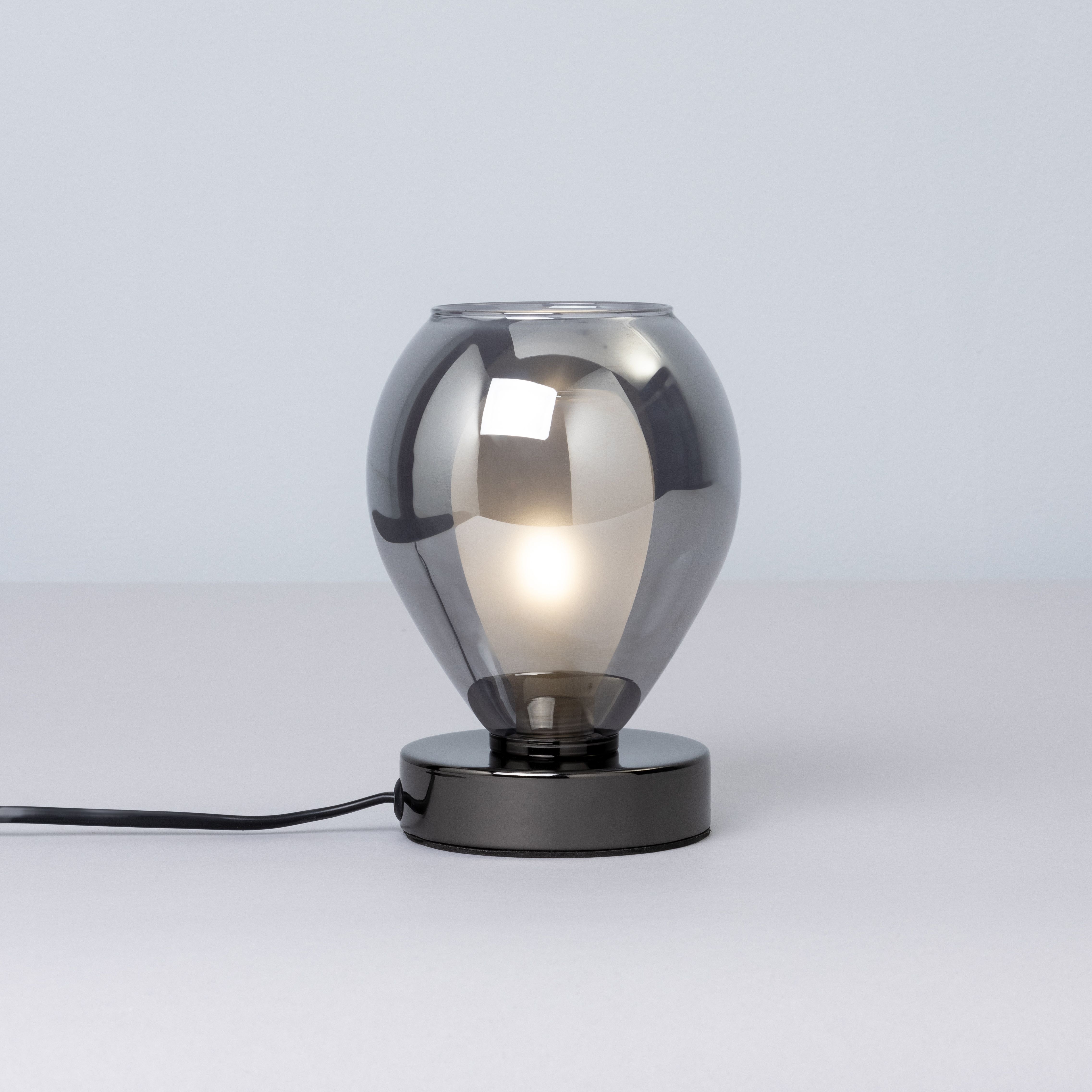 Inlight Batu Conical Brushed Satin Black Nickel effect Table lamp