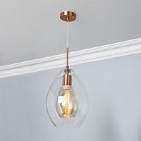 Inlight Batu Satin Copper effect LED Pendant ceiling light, (Dia)250mm