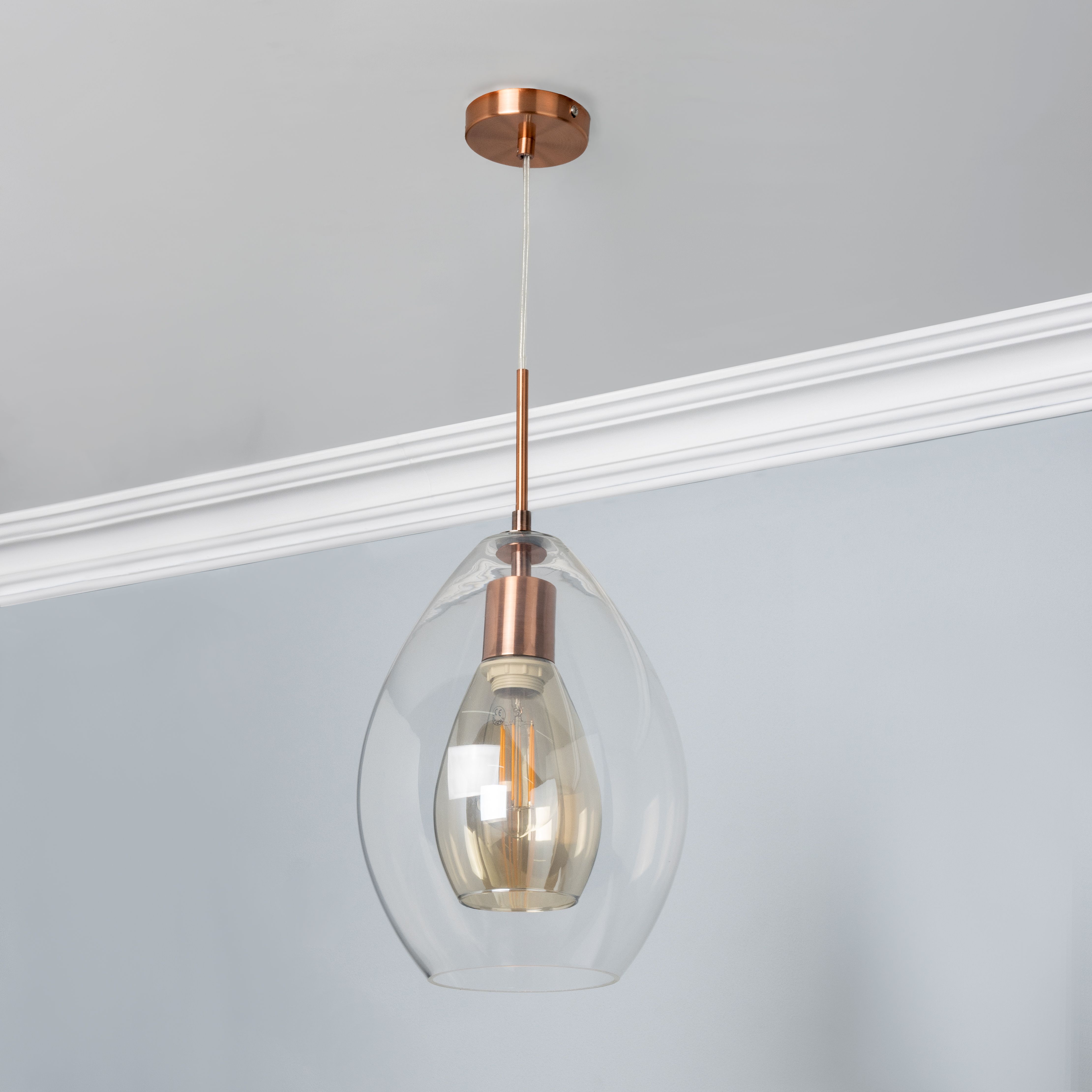 Inlight Batu Satin Copper effect LED Pendant ceiling light, (Dia)250mm