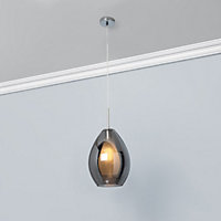 Inlight Batu Satin Smoke tinted effect LED Pendant ceiling light, (Dia)250mm