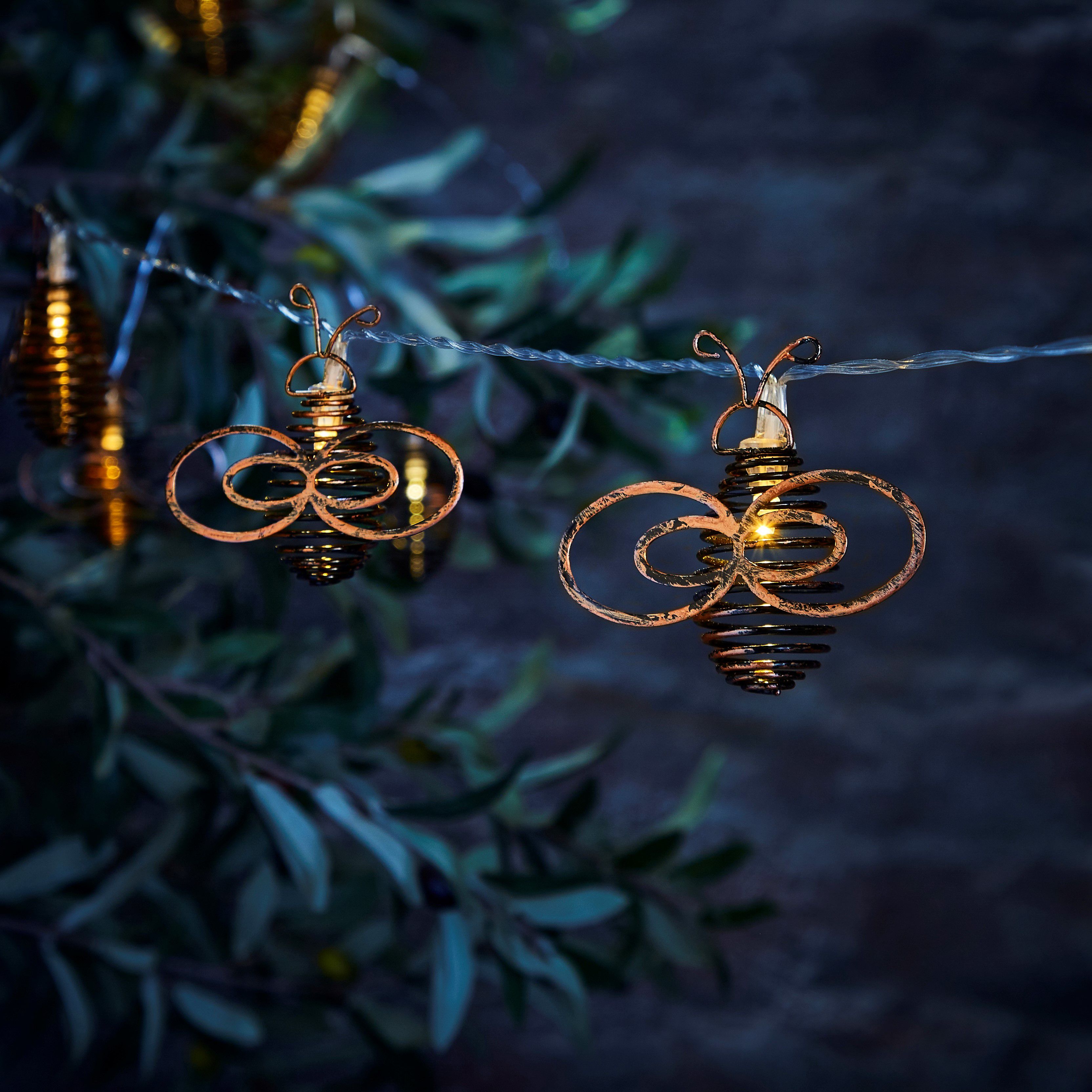 Inlight Bee shape Solar-powered Warm white 10 LED Outdoor String lights