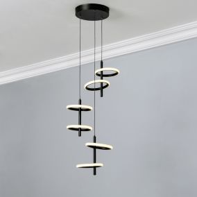 Inlight Belle Matt Acrylic & iron Black 6 Lamp LED Ceiling light