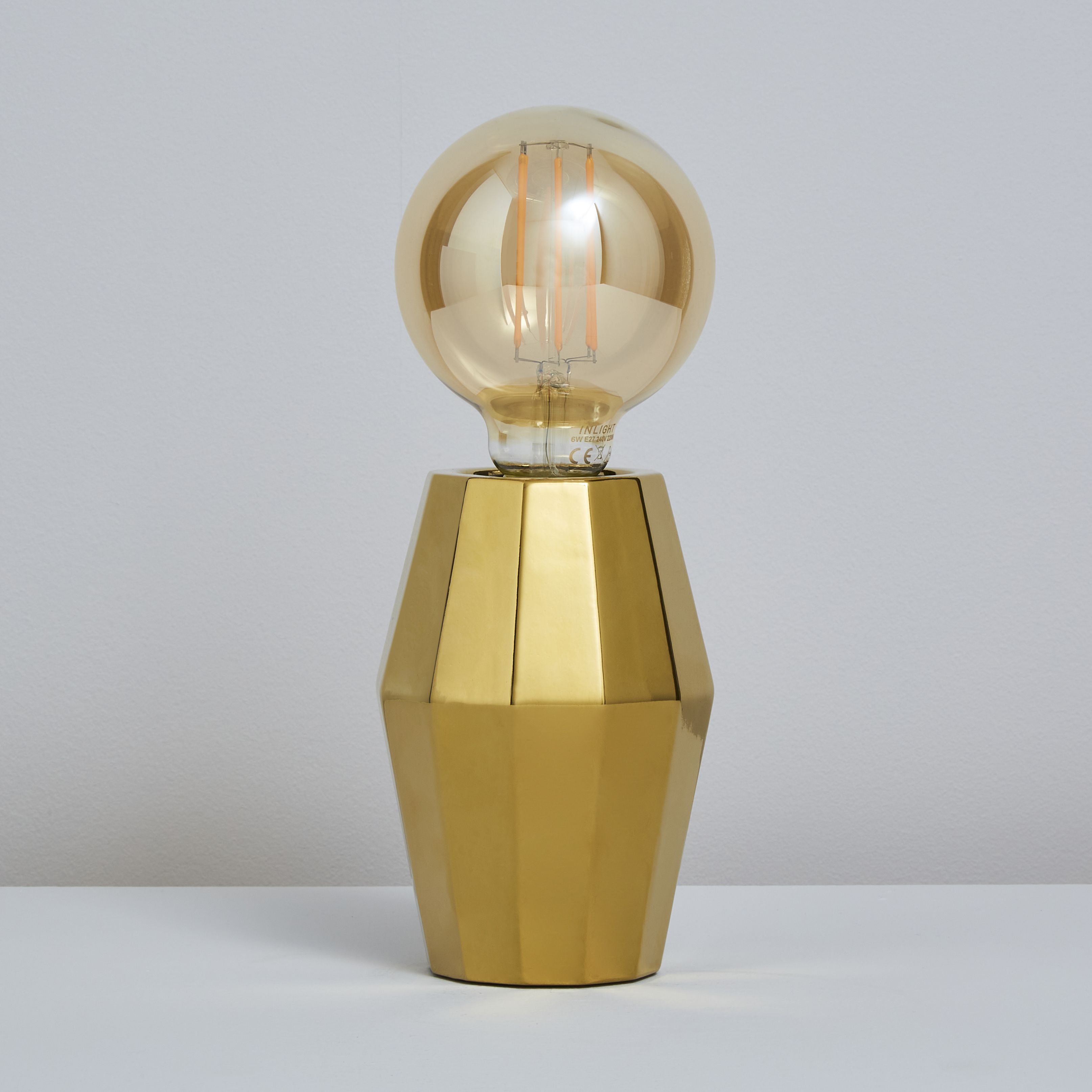 Inlight Bennu Geometric Polished gold effect Table lamp