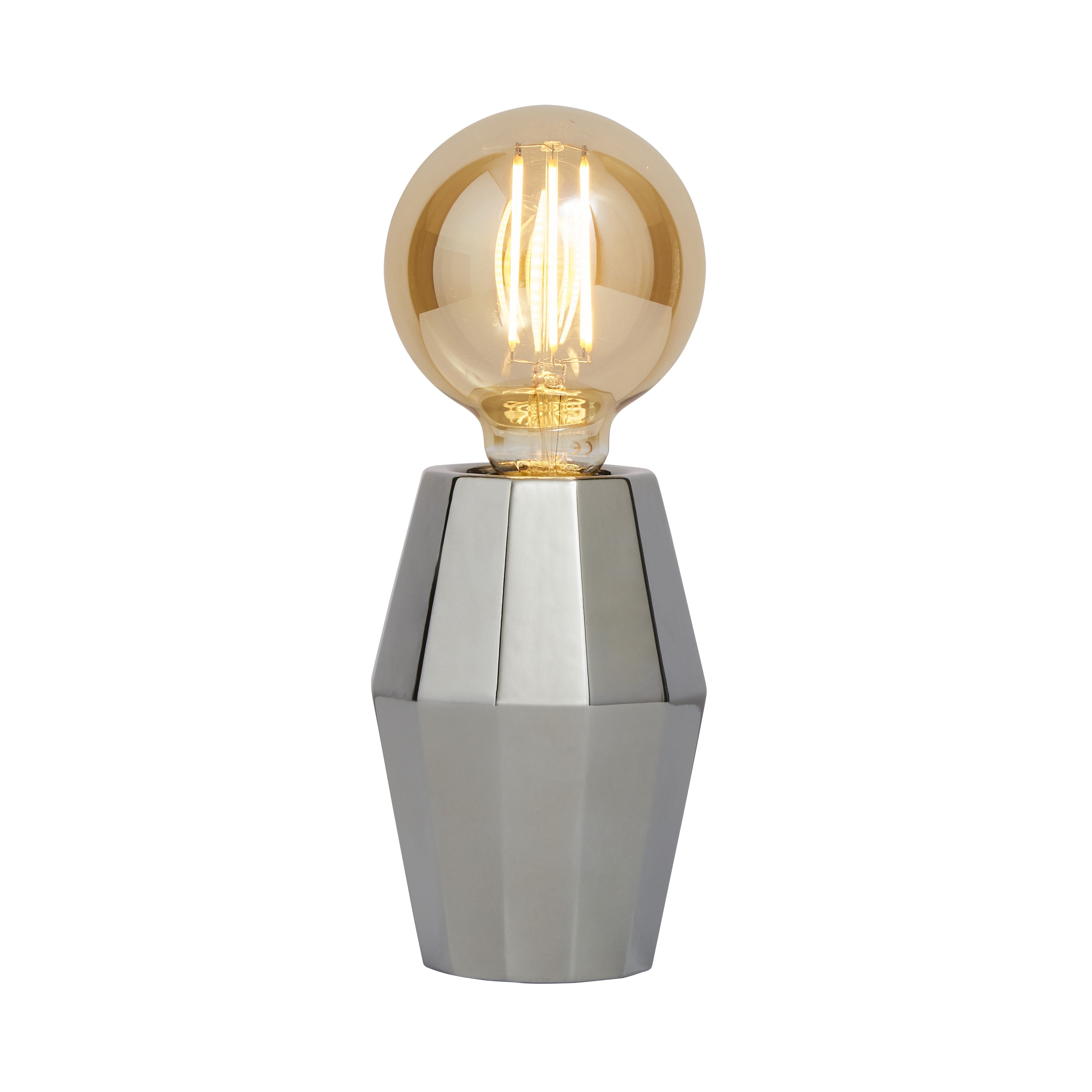 Inlight Bennu Geometric Polished silver effect Table lamp