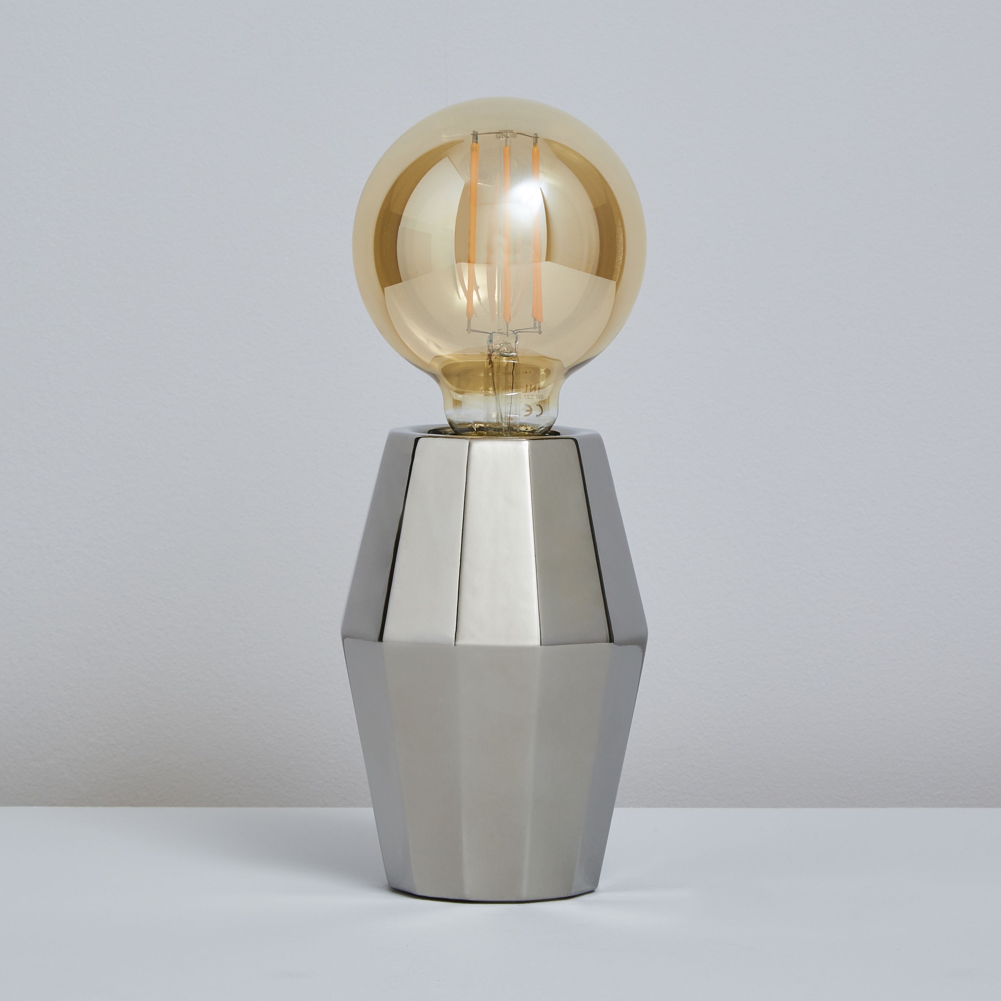 Inlight Bennu Geometric Polished silver effect Table lamp