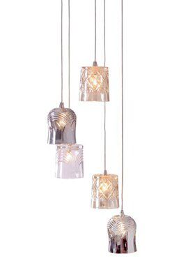 Inlight Brogo Cluster Nickel effect 5 Lamp Pendant ceiling light