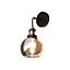 Inlight Callisto Smoke / Antique Brass Smoke tinted effect Wired Wall light, Pair of 2