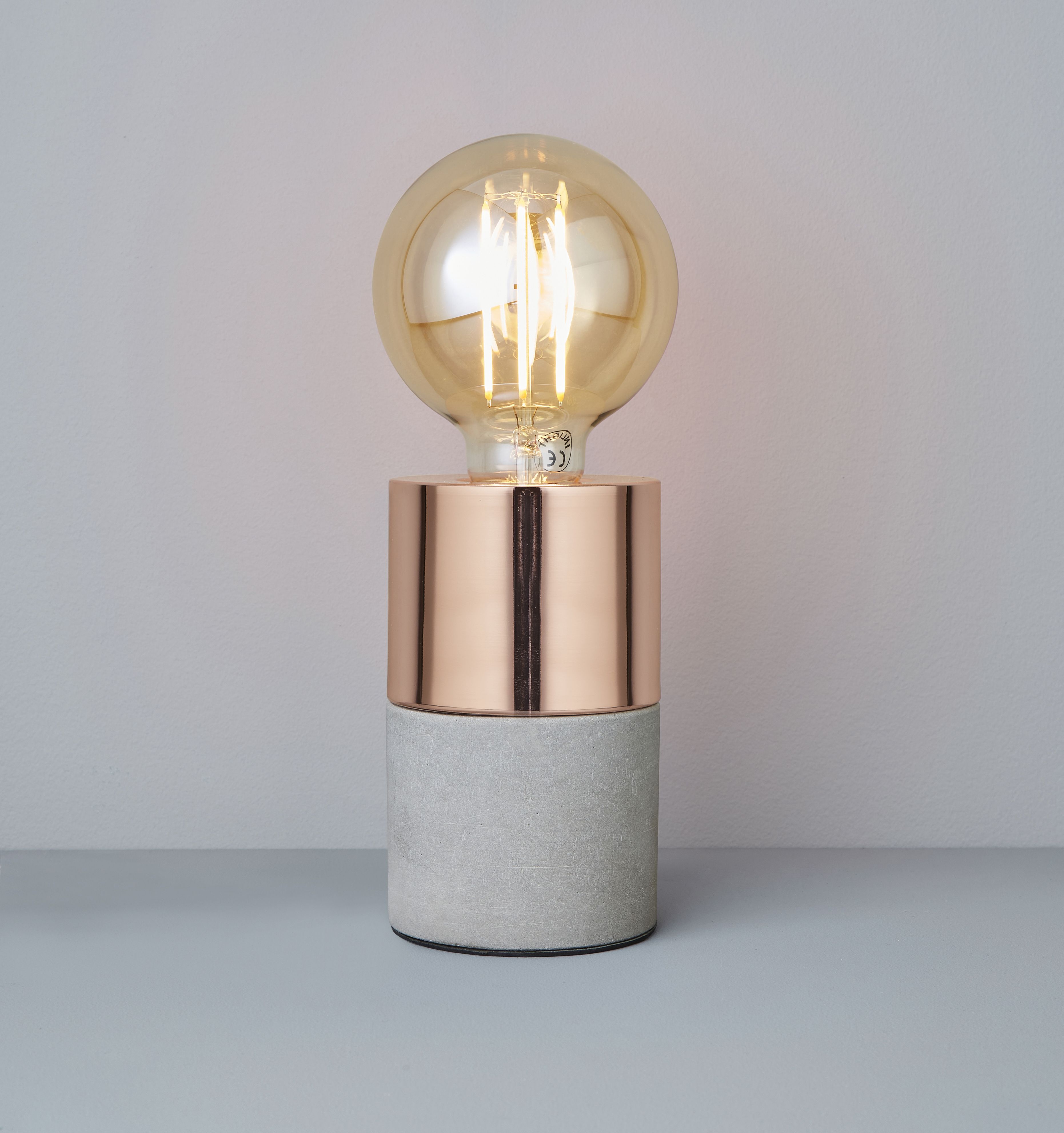 Inlight Capri Matt copper effect Cylinder Table lamp