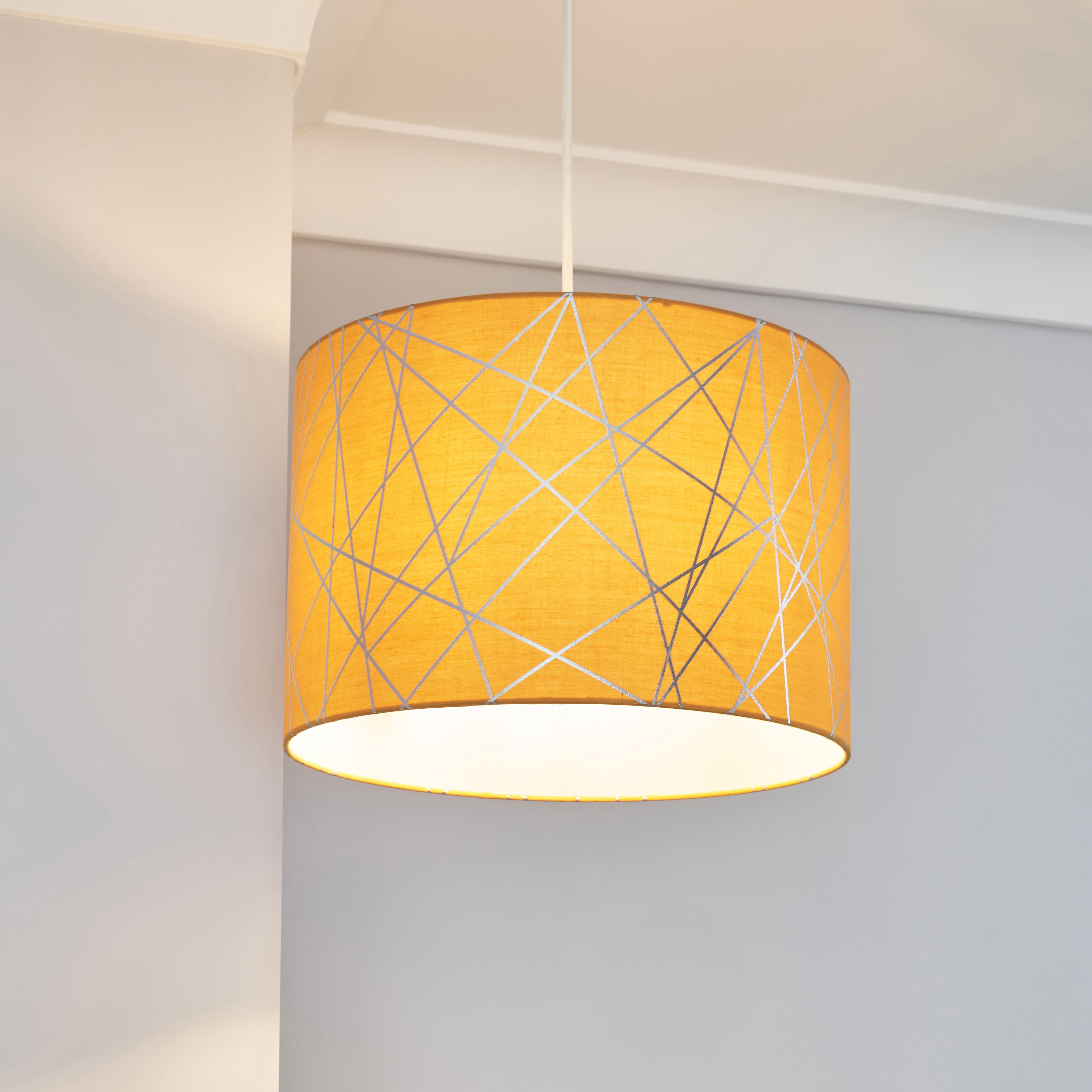 Inlight Carme Printed Ochre Silver effect Foil Round Lamp shade (D)30cm