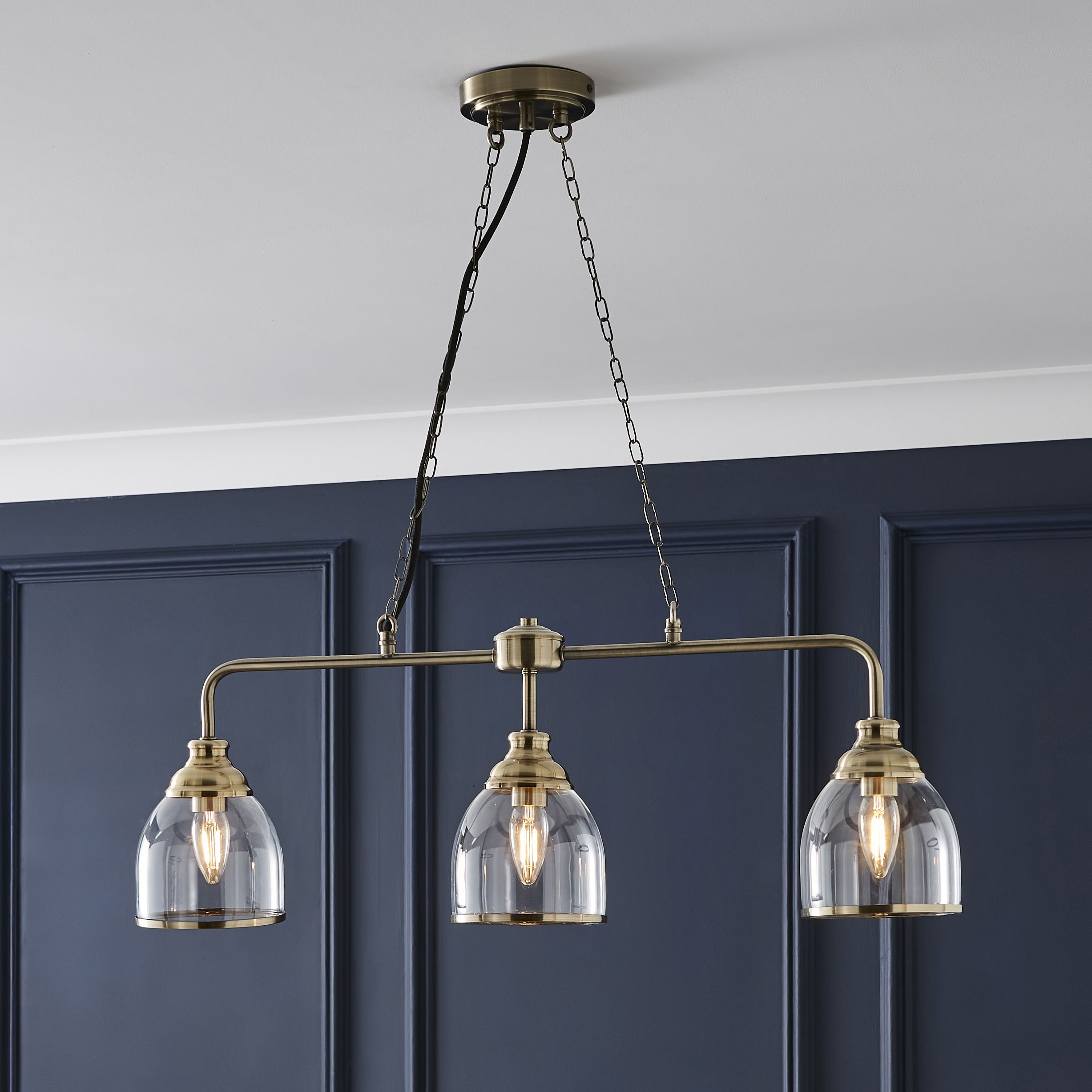 Inlight Catio Satin Antique Brass Antique Brass Effect 3 Lamp Led Pendant Ceiling Light Dia 1164