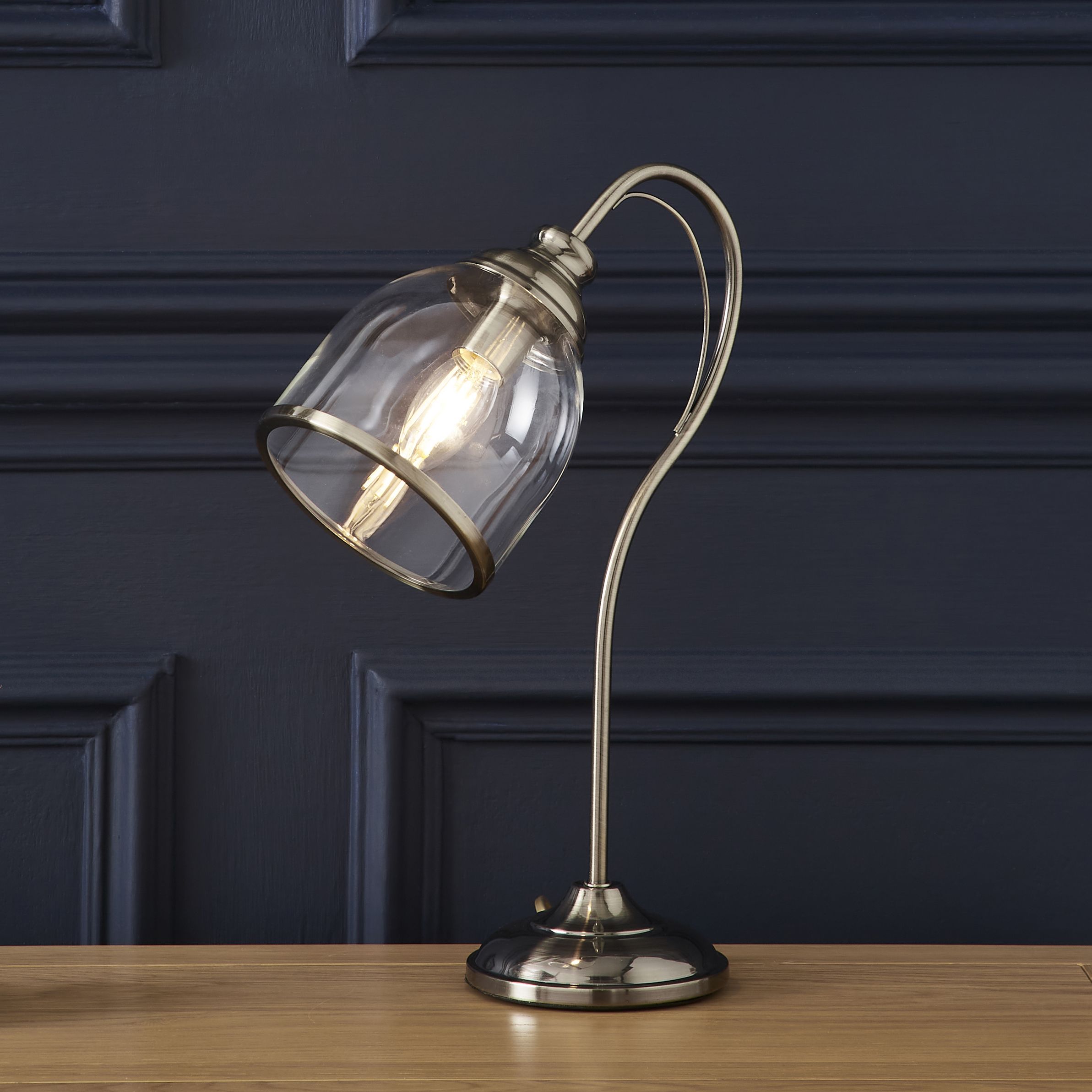 Inlight Catio Traditional Brushed Satin antique brass Antique brass effect Round Table lamp