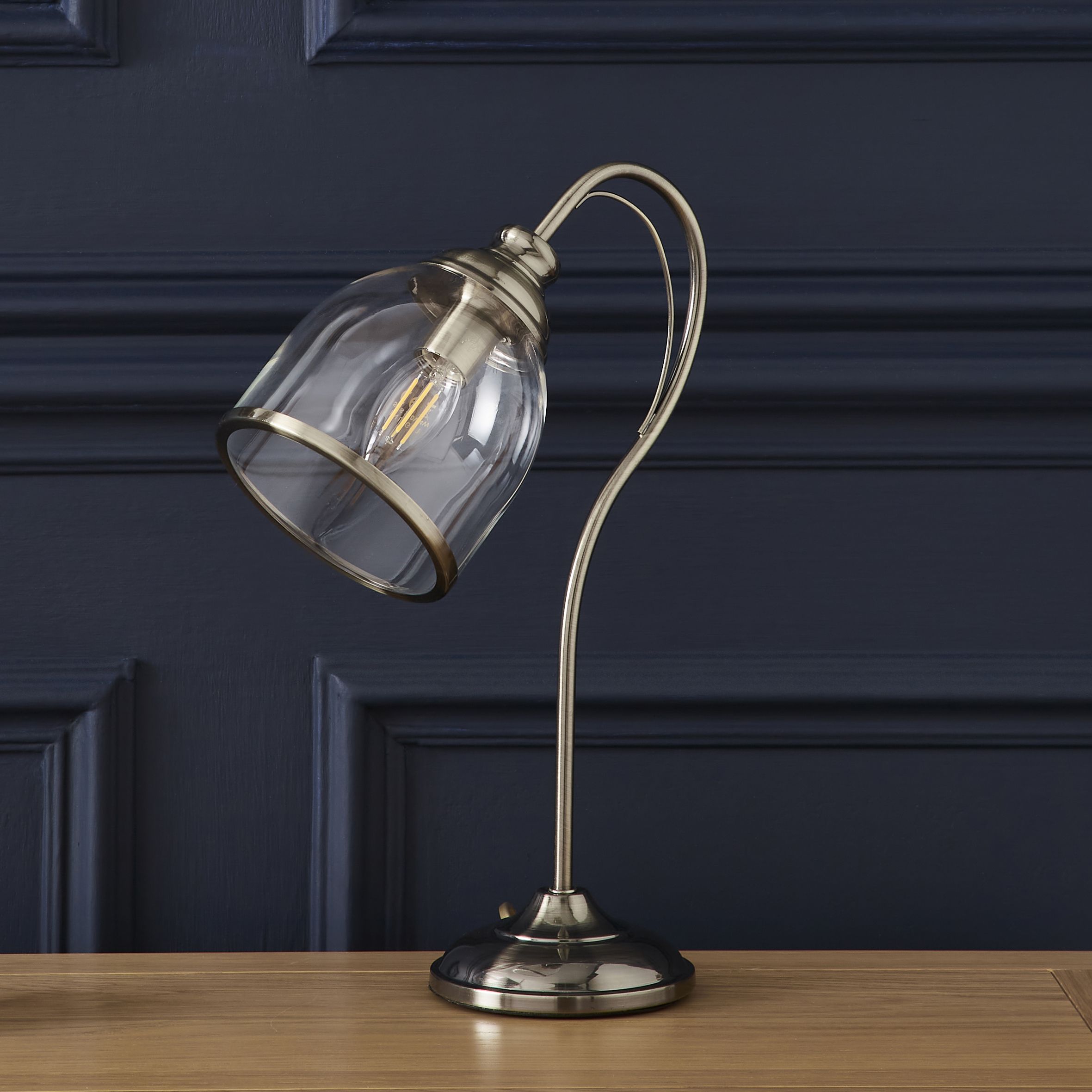 Inlight Catio Traditional Brushed Satin antique brass Antique brass effect Round Table lamp
