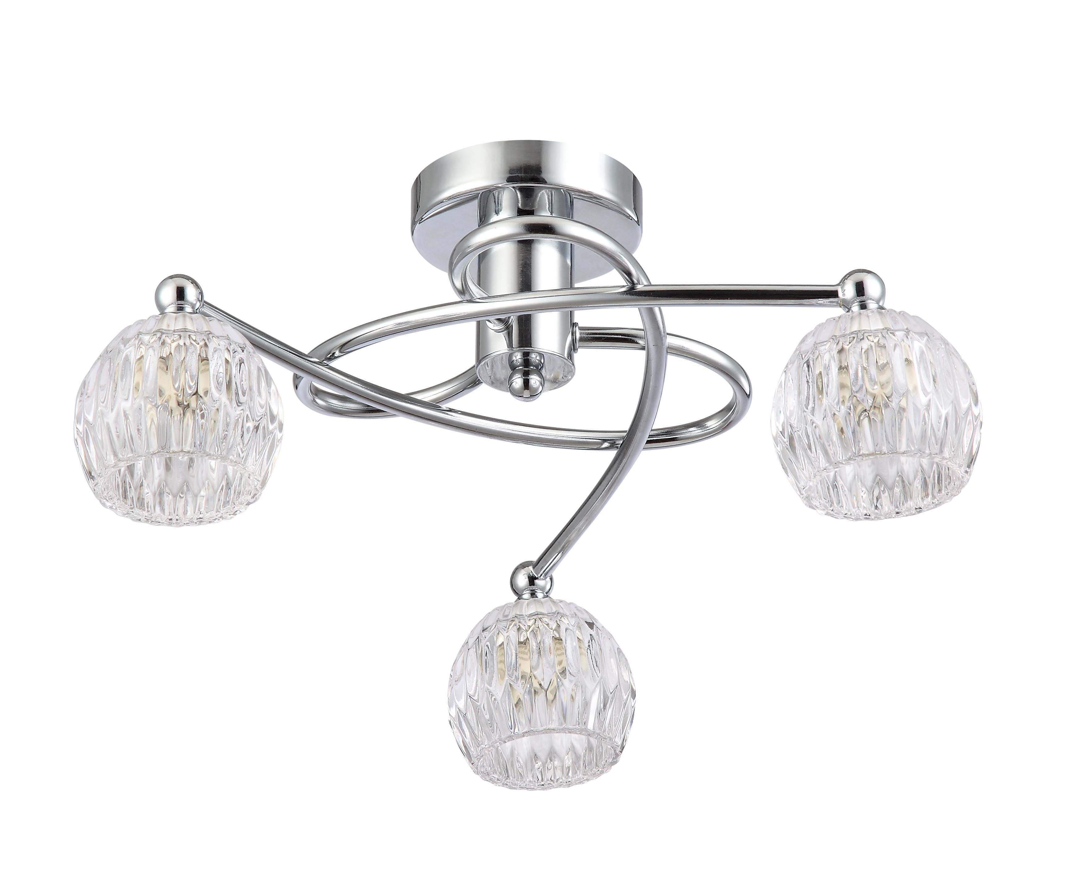Inlight Chandler Brushed Glass & metal chrome effect 3 Lamp Ceiling light