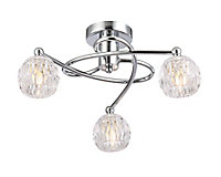 Inlight Chandler Brushed Glass & metal chrome effect 3 Lamp Ceiling light