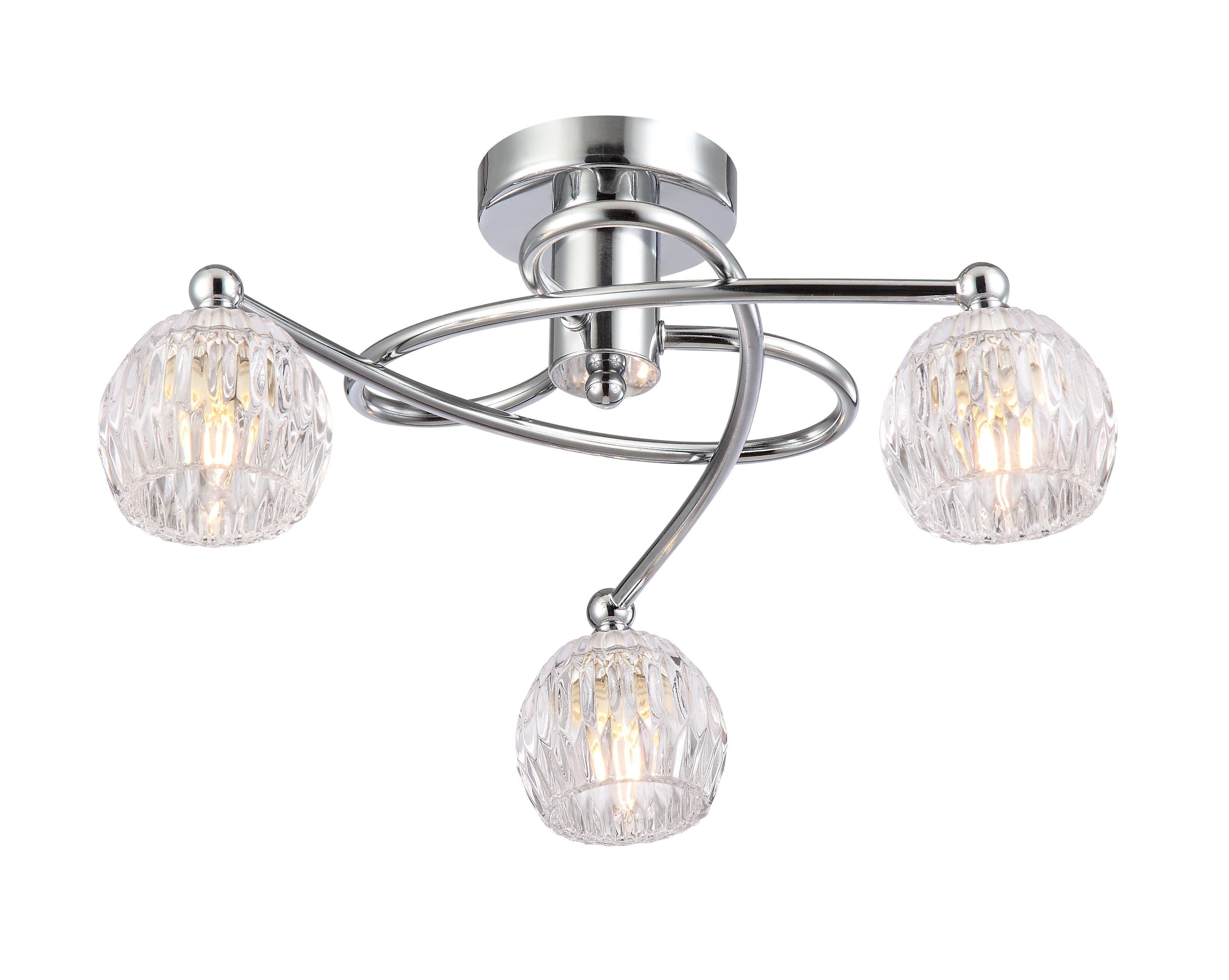 Inlight Chandler Brushed Glass & metal chrome effect 3 Lamp Ceiling light