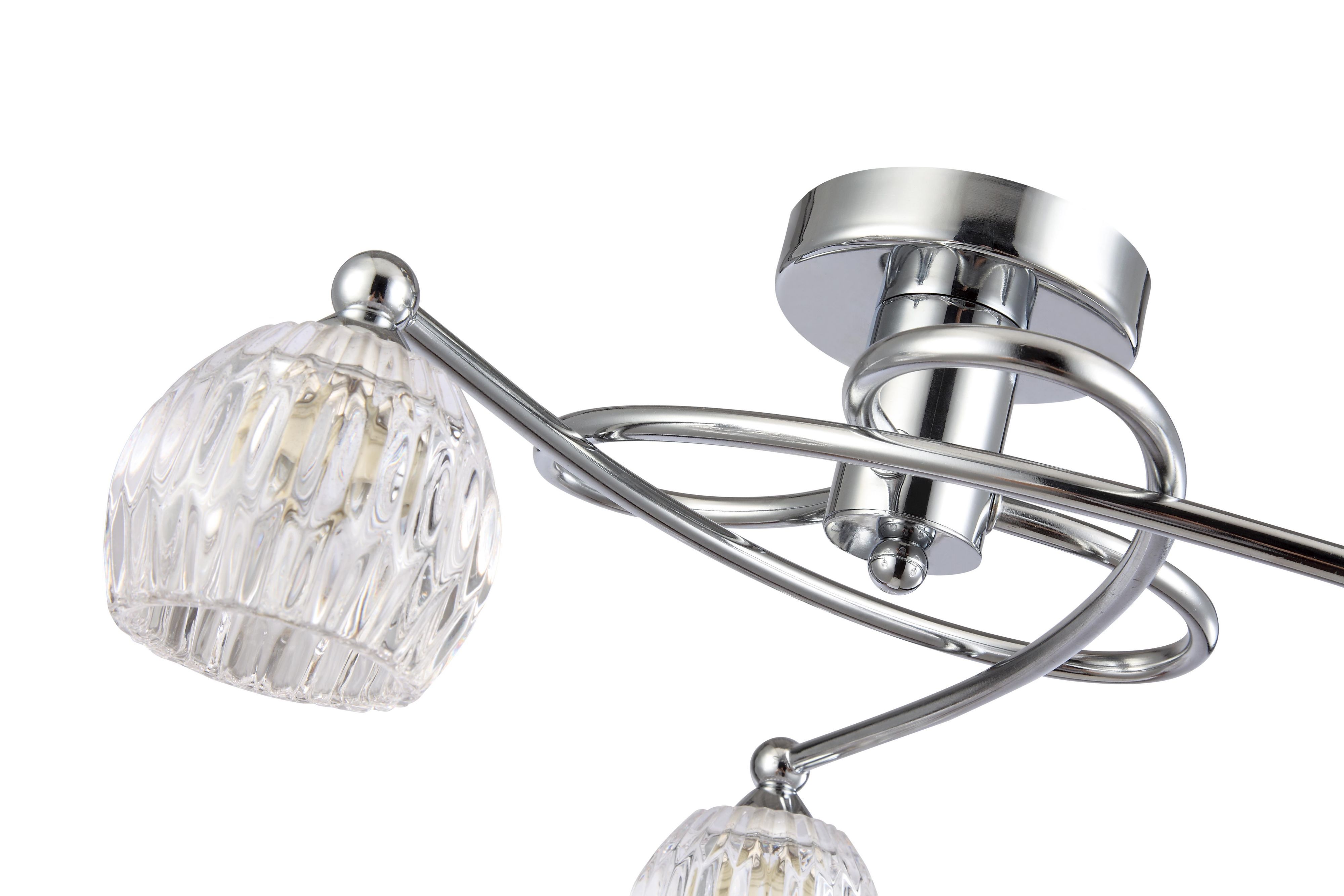 Inlight Chandler Brushed Glass & metal chrome effect 3 Lamp Ceiling light