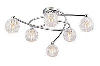 Inlight Chandler Brushed Glass & metal chrome effect 6 Lamp Ceiling light
