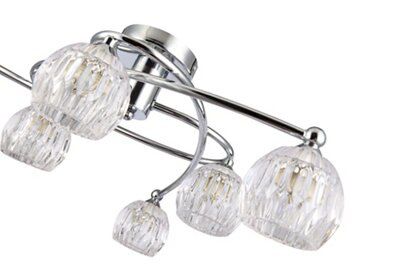 Inlight Chandler Brushed Glass & metal chrome effect 6 Lamp Ceiling light