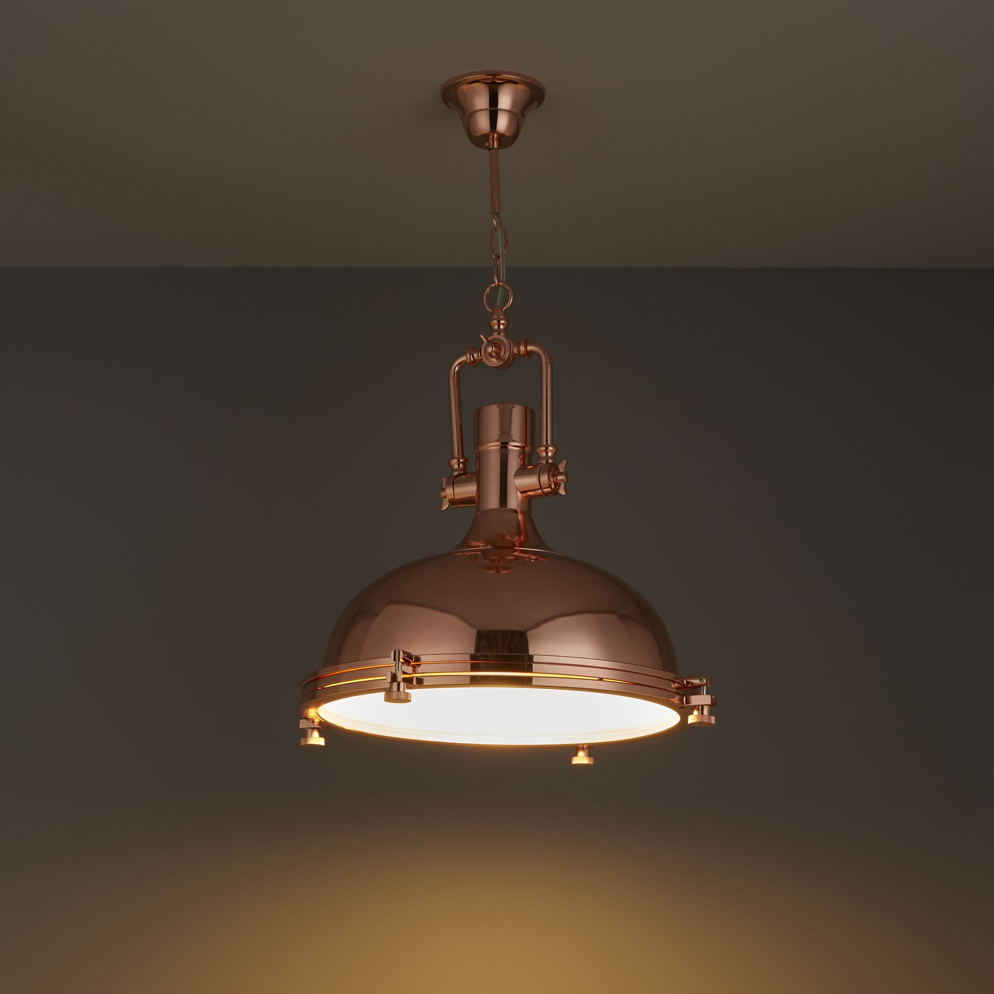 Inlight Charly Pendant Glass & metal Copper effect Ceiling light