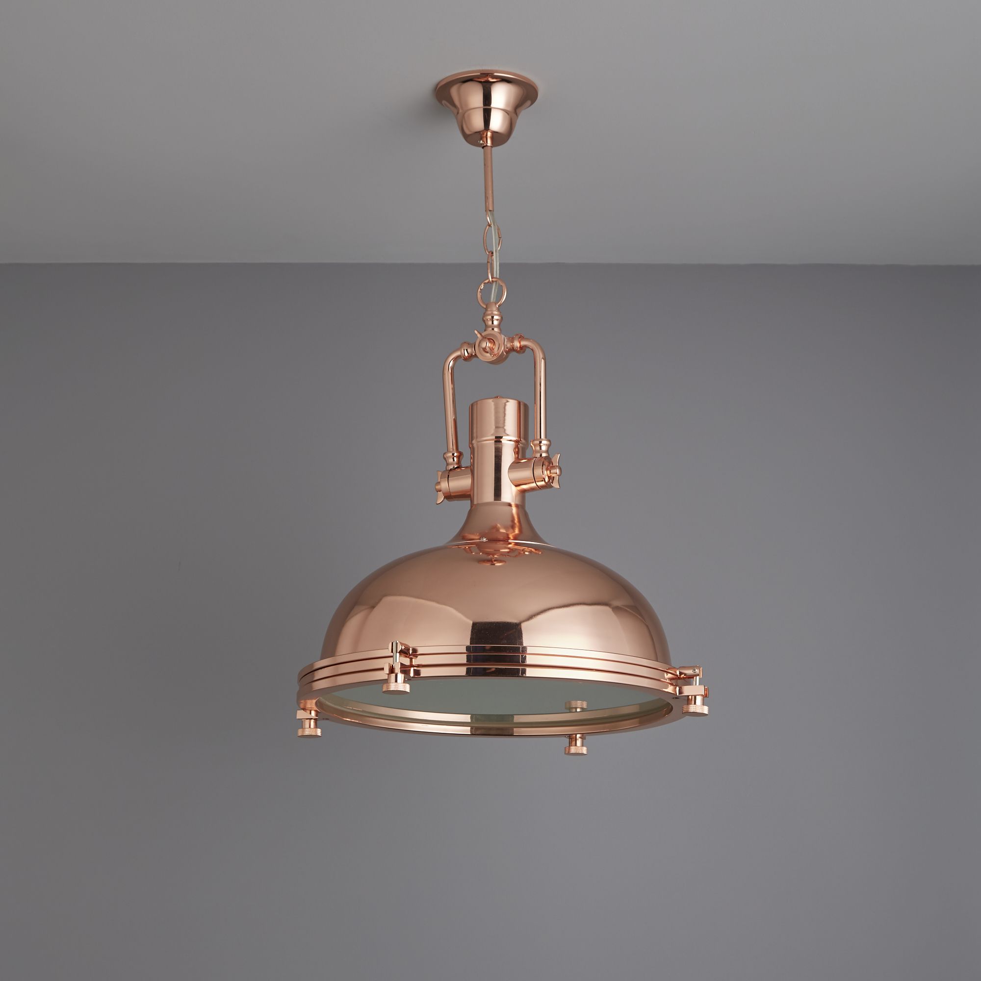 Inlight Charly Pendant Glass & metal Copper effect Ceiling light