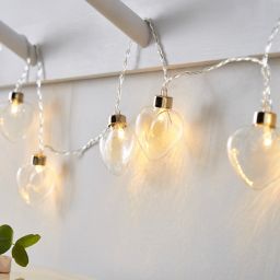 Inlight Clear glass heart Battery-powered Warm white 10 LED Indoor String lights