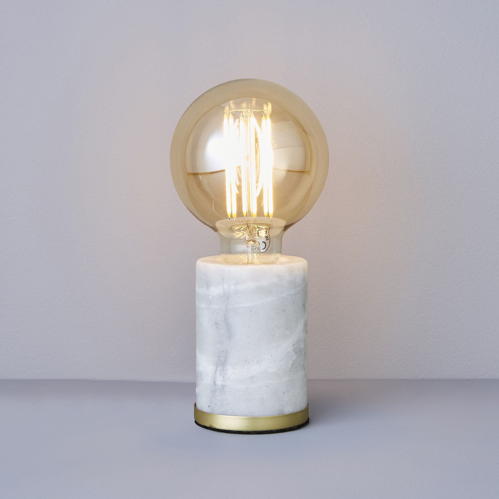 Inlight Cylinder Matt White Marble effect Table lamp