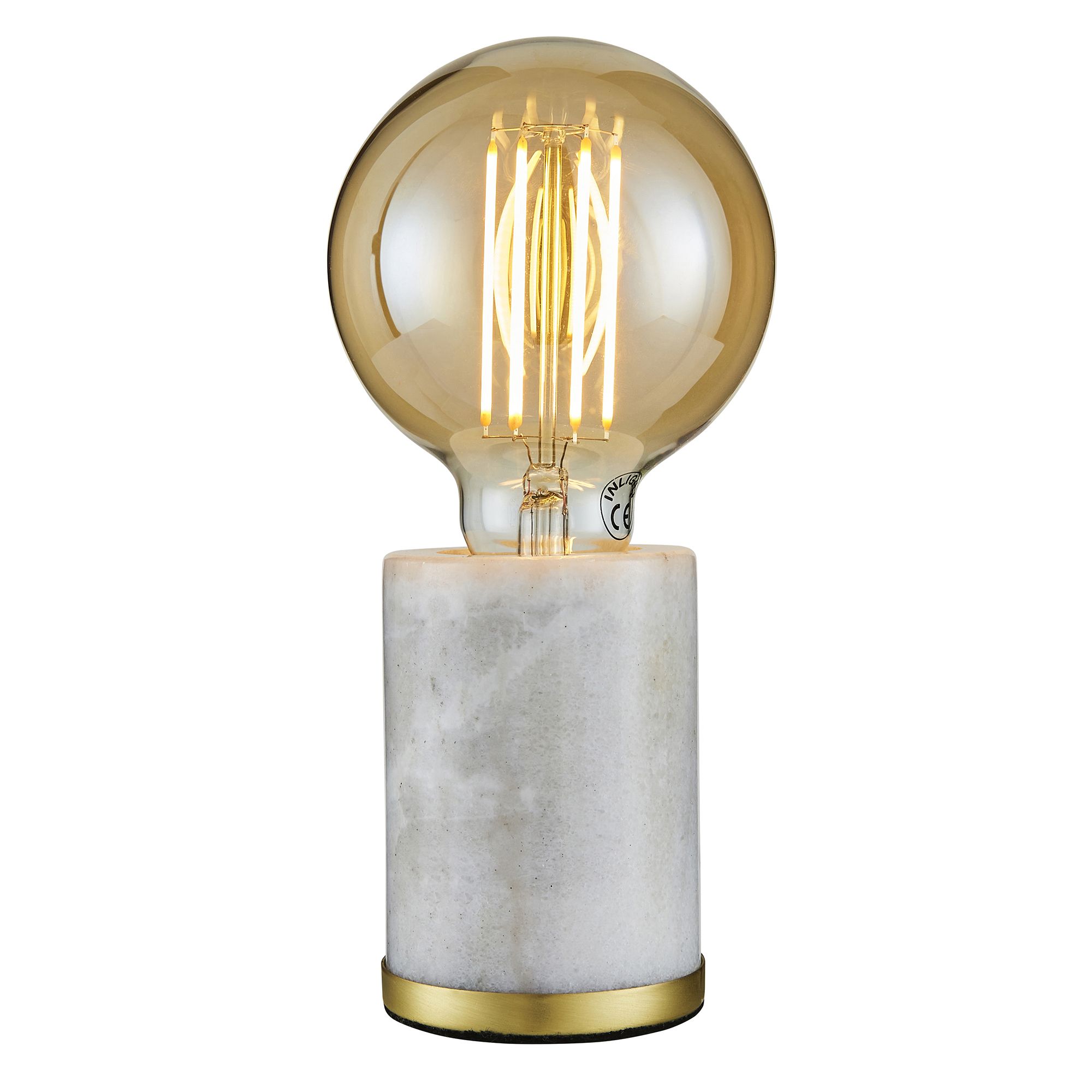 Inlight Cylinder Matt White Marble effect Table lamp