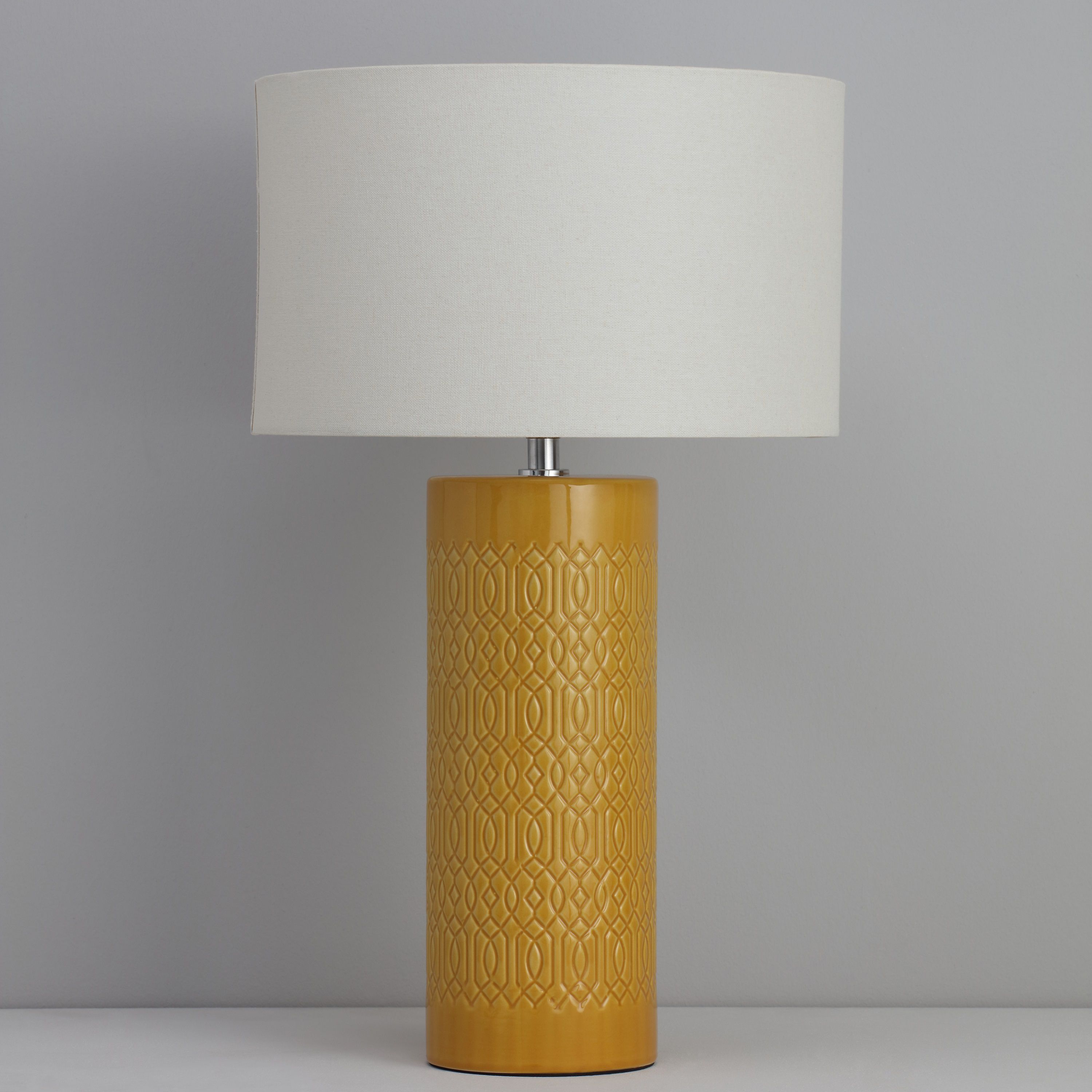Inlight Dactyl Embossed ceramic Cylinder Ochre Table light