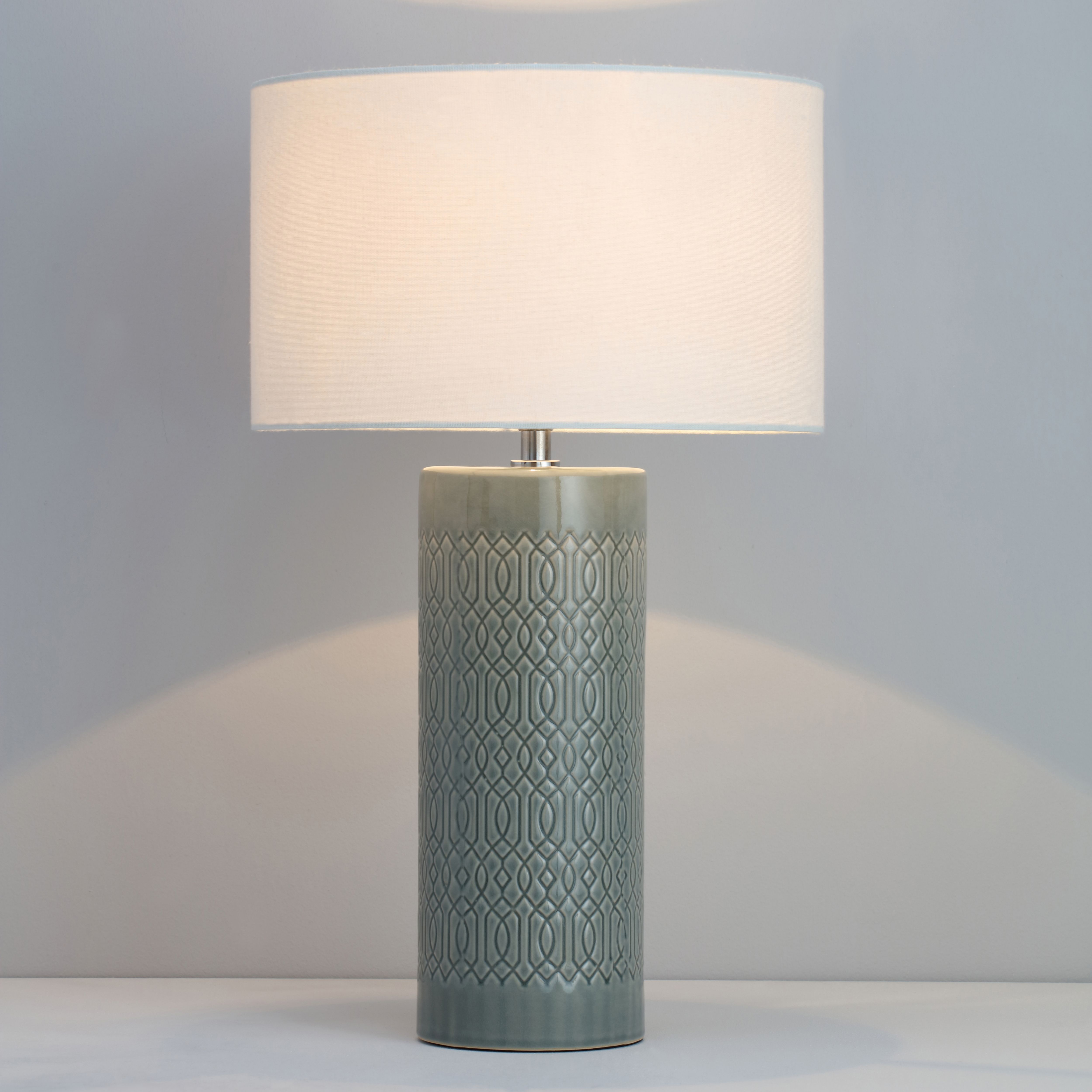 Inlight Dactyl Embossed Cylinder Matt Grey Table light