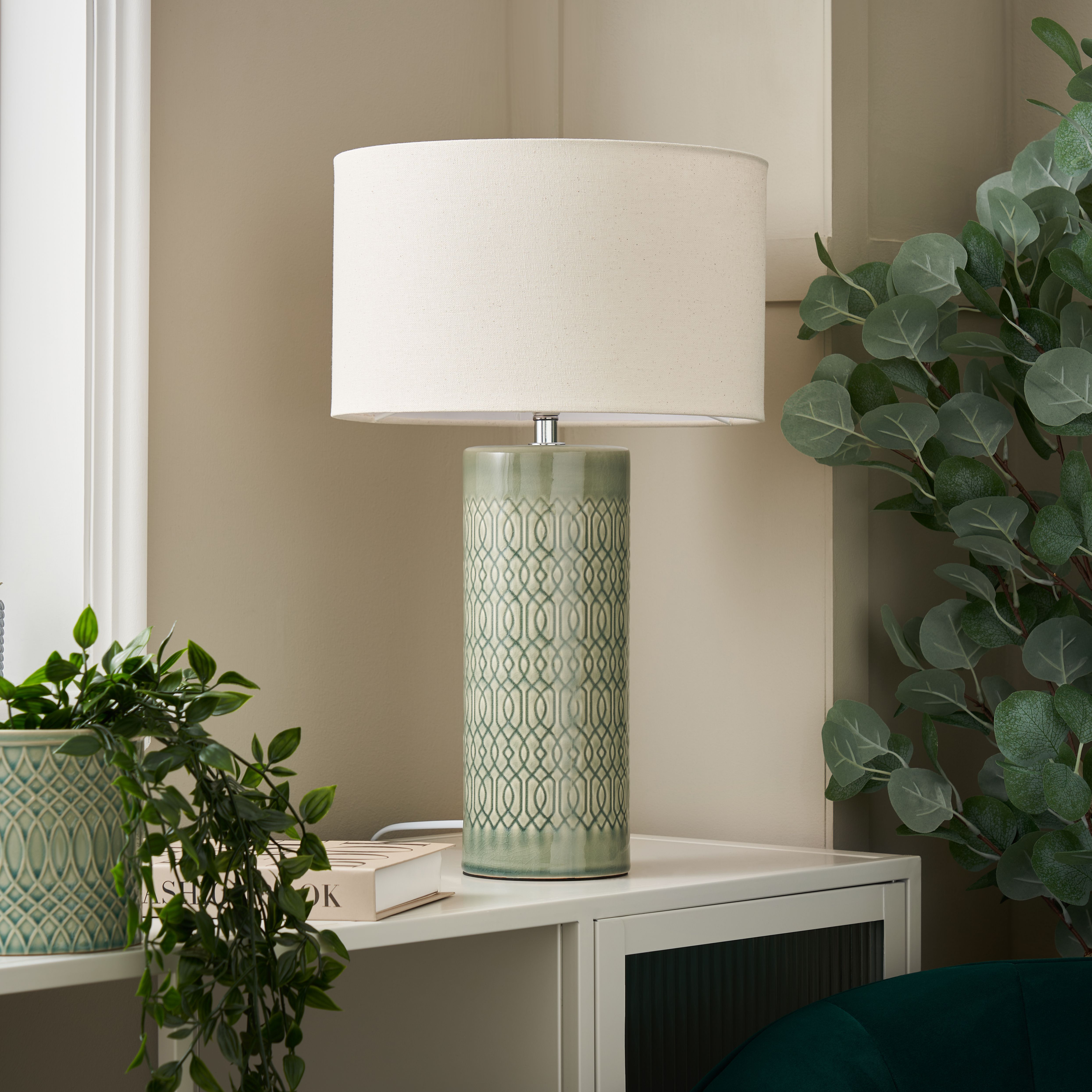 Inlight Dactyl Embossed Cylinder Matt Grey Table light