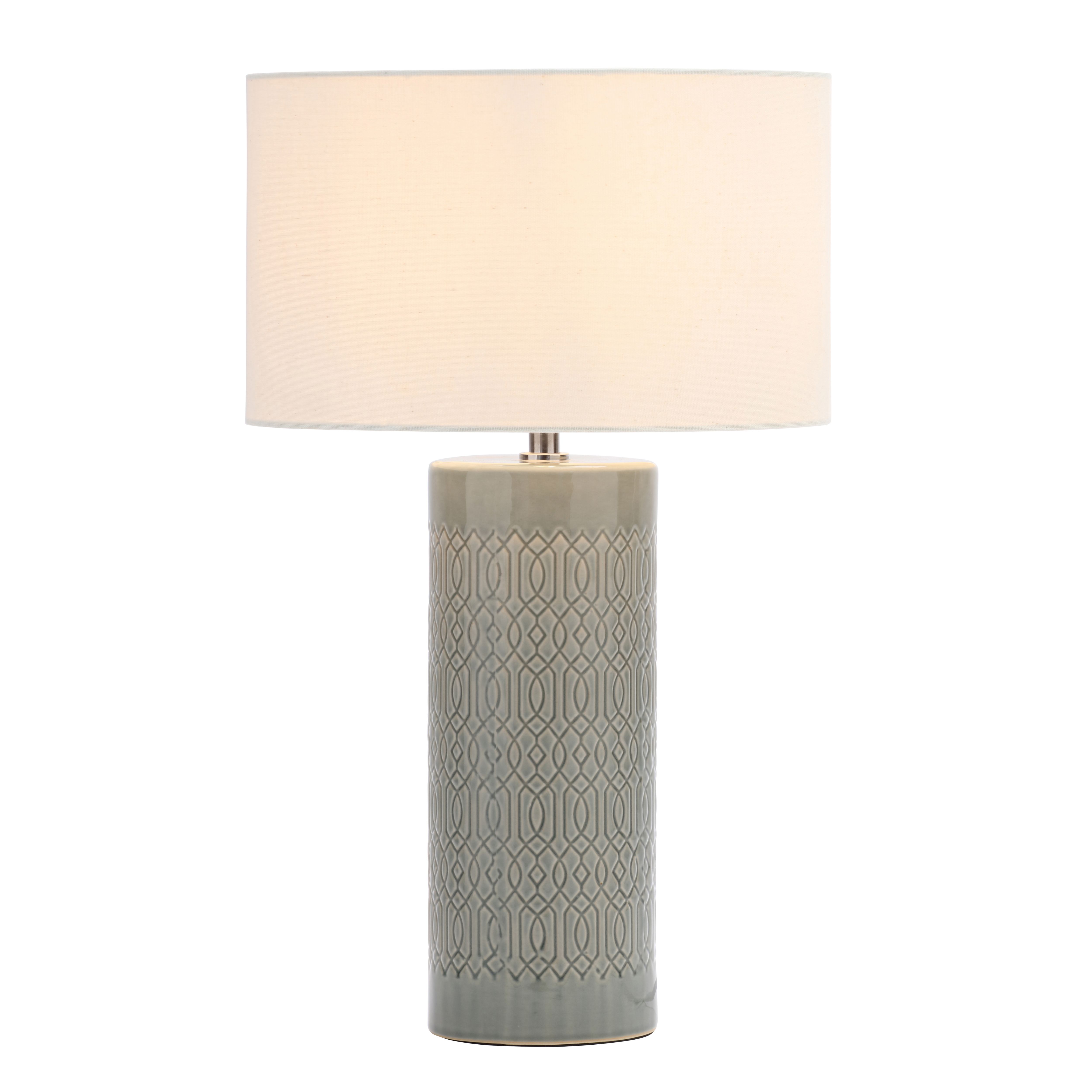 Inlight Dactyl Embossed Cylinder Matt Grey Table light