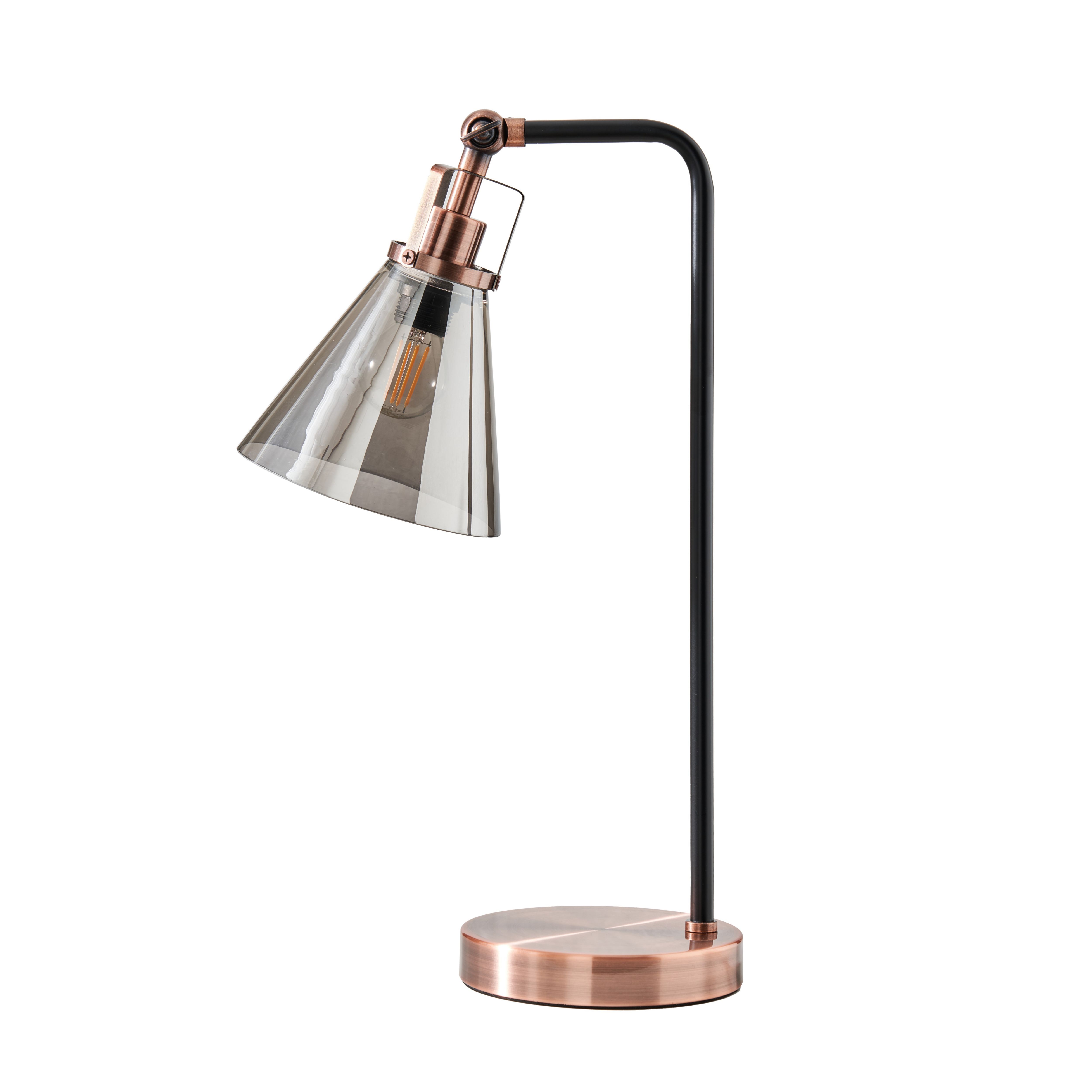 Inlight Dafyd Brushed Satin Black Copper effect Table lamp DIY at B&Q