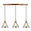 Inlight Dafyd Cone Antique copper effect 3 Lamp LED Pendant ceiling light, (Dia)900mm