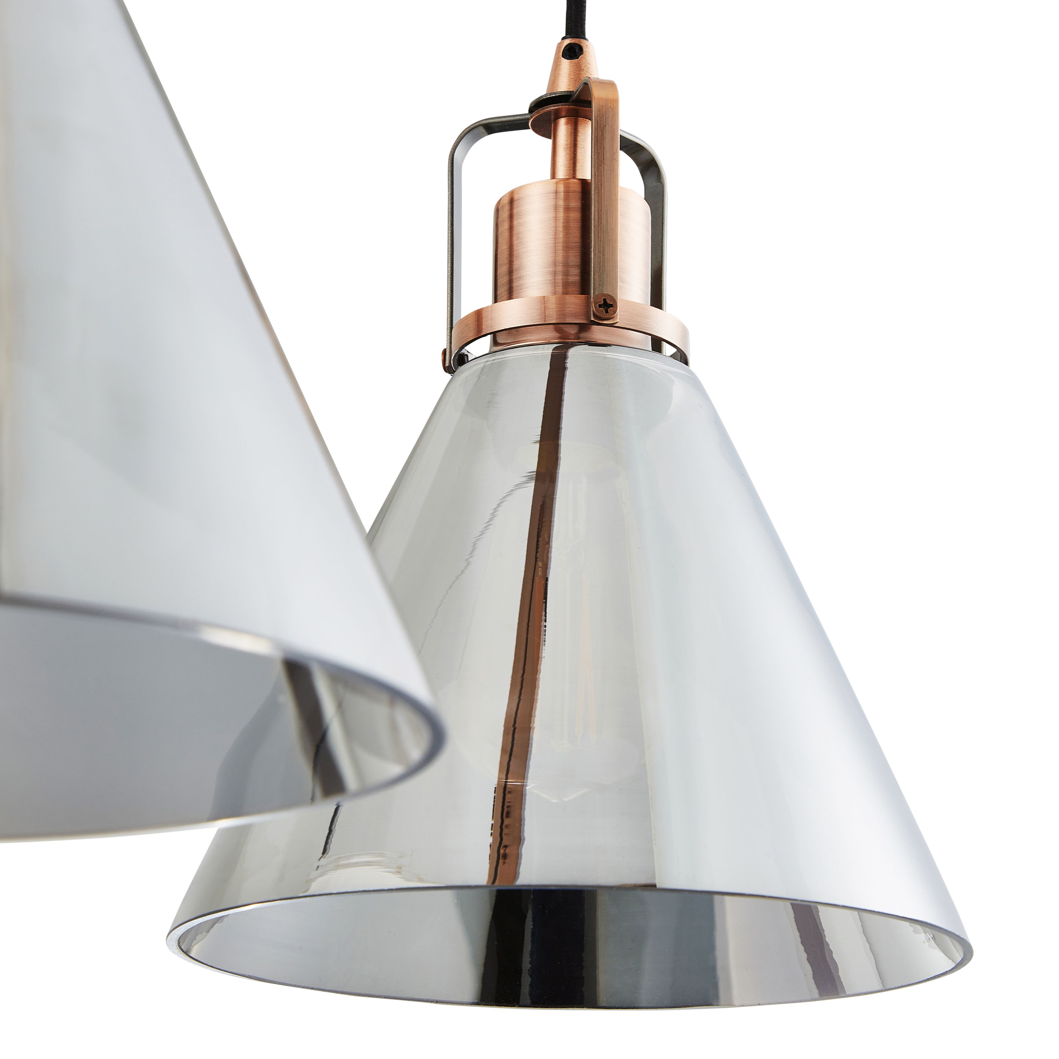 Inlight Dafyd Cone Gloss Antique copper effect 3 Lamp LED Pendant ceiling light, (Dia)900mm