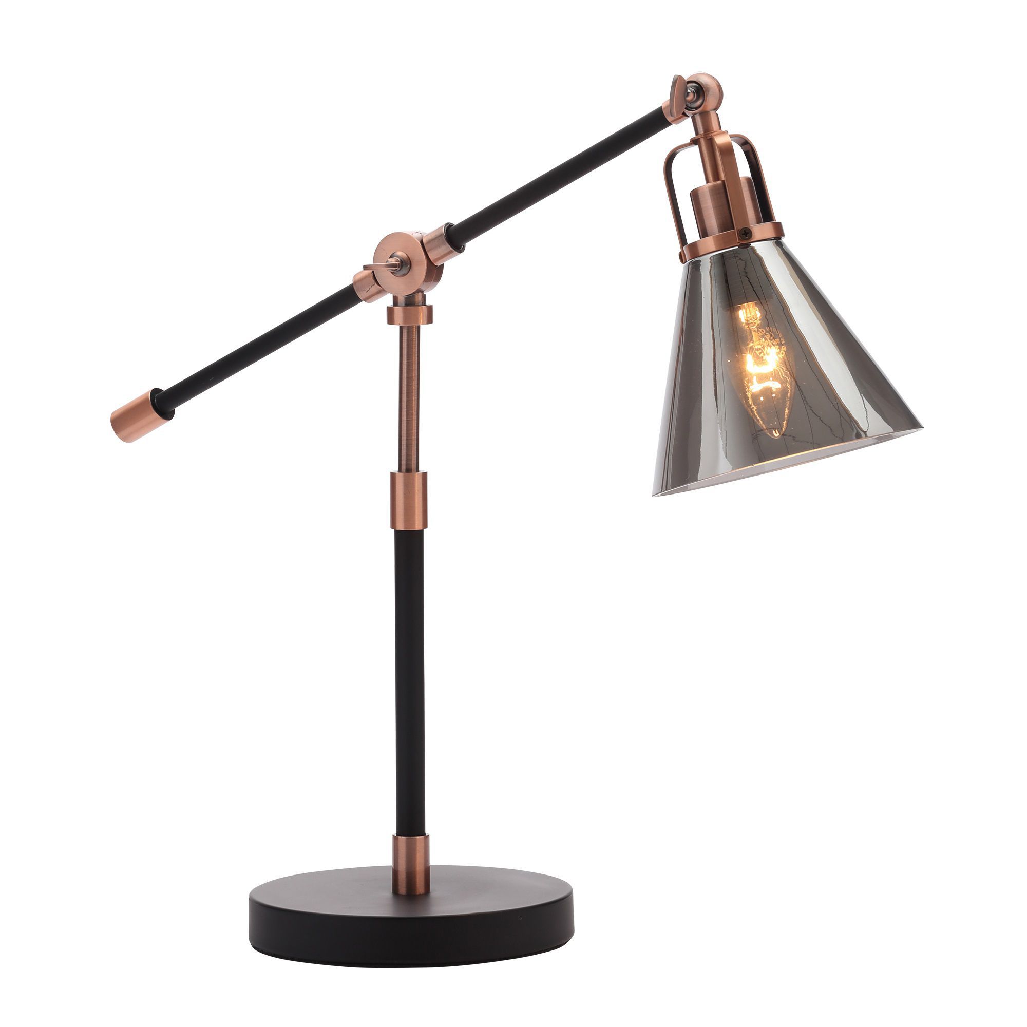 Inlight Dafyd Cone Satin Antique copper & smoke Copper effect Table lamp