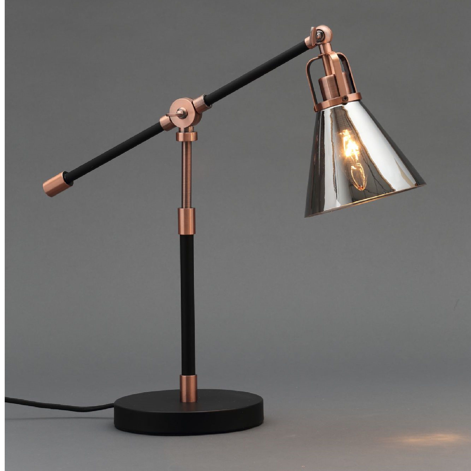 Inlight Dafyd Cone Satin Antique copper & smoke Copper effect Table lamp