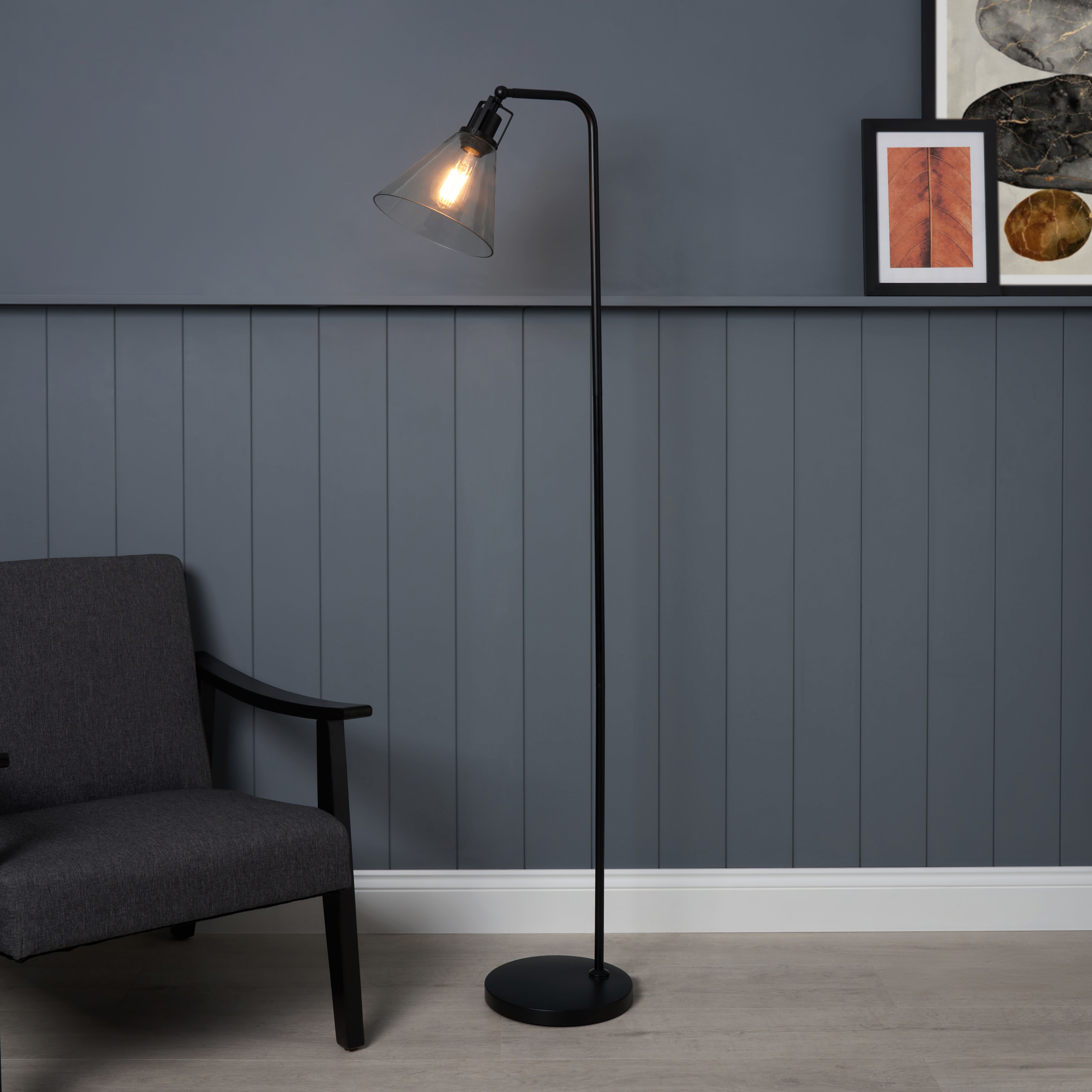 Inlight Dafyd Matt Black LED Floor lamp