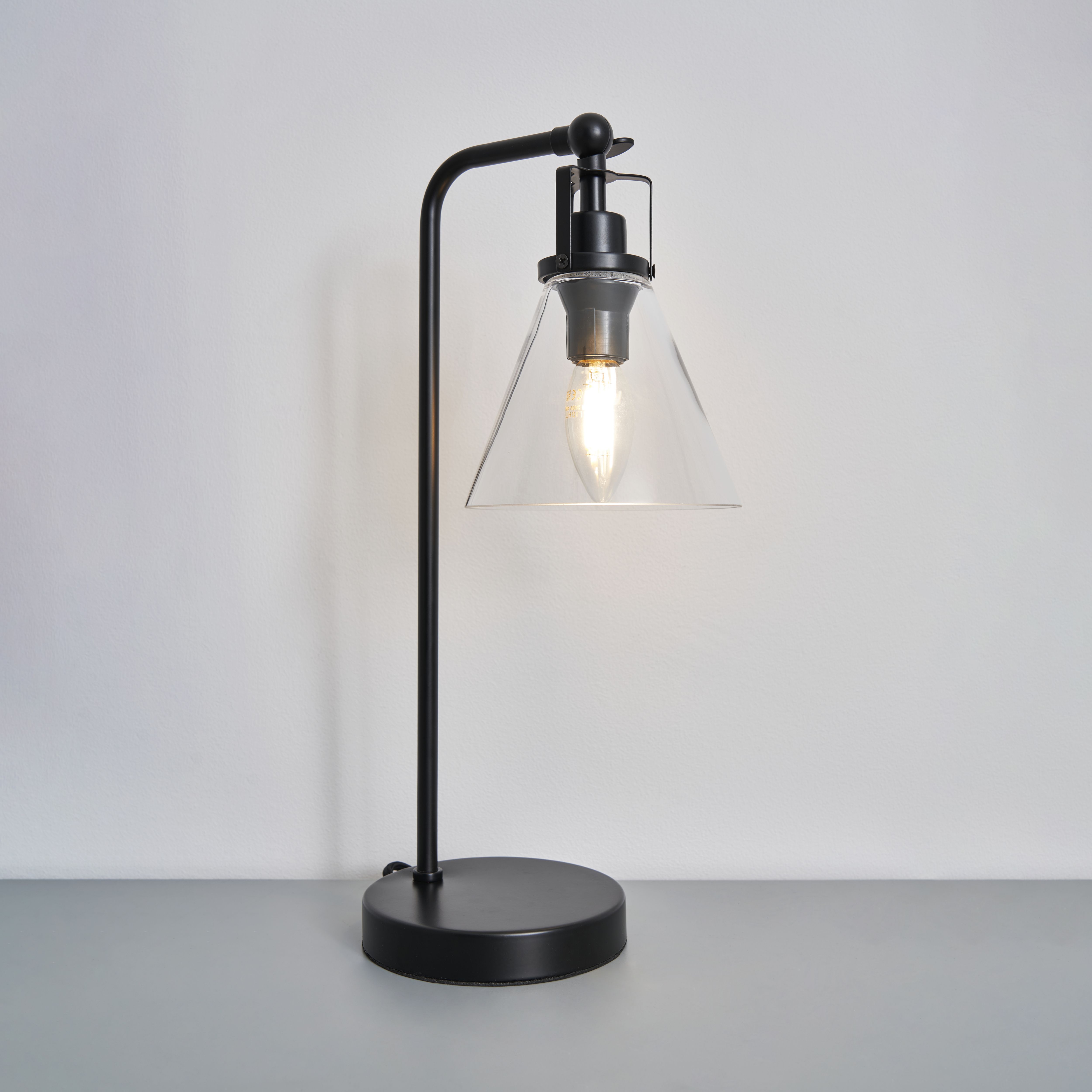 Inlight Dafyd Matt Black Round Table lamp | DIY at B&Q
