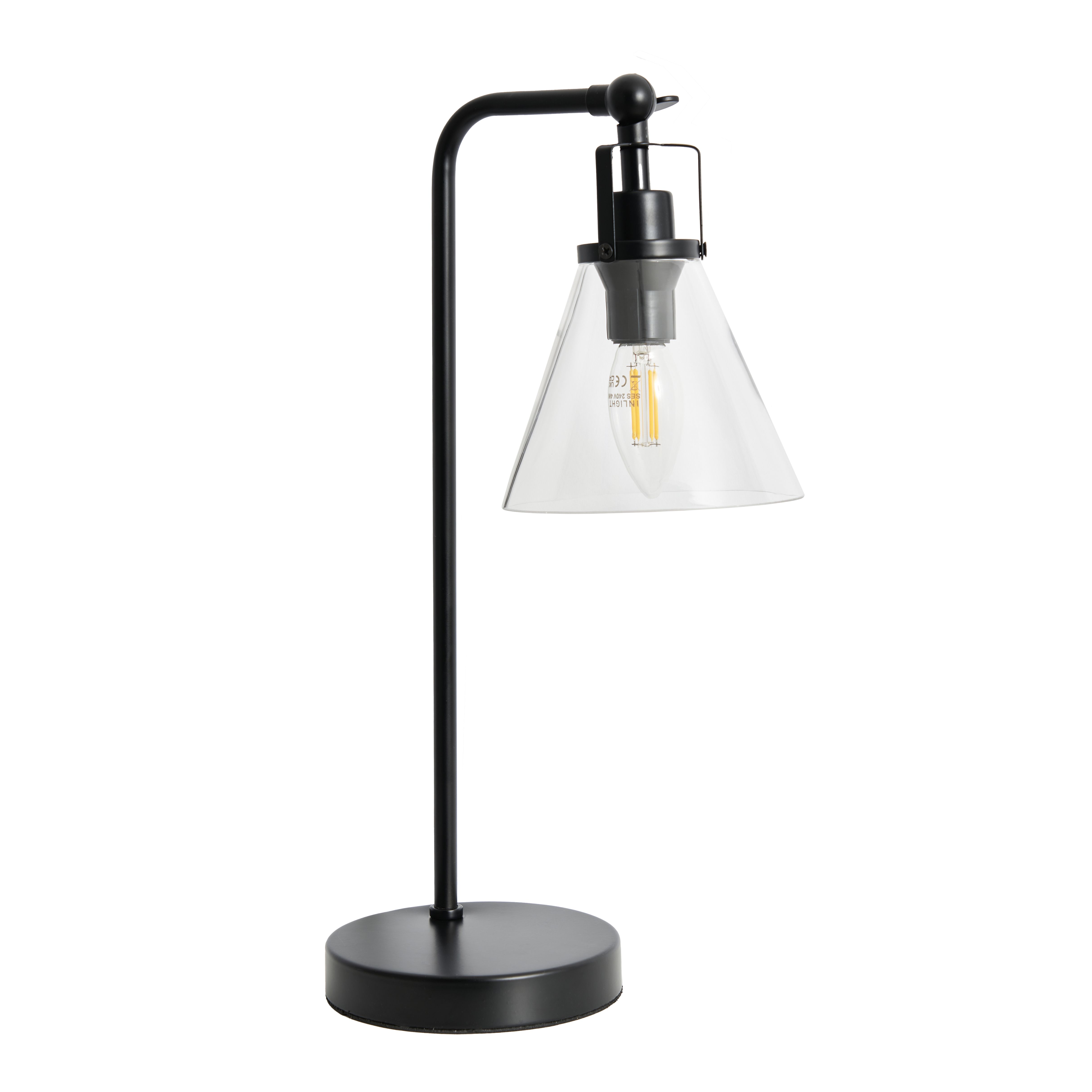 Inlight Dafyd Matt Black Round Table lamp | DIY at B&Q
