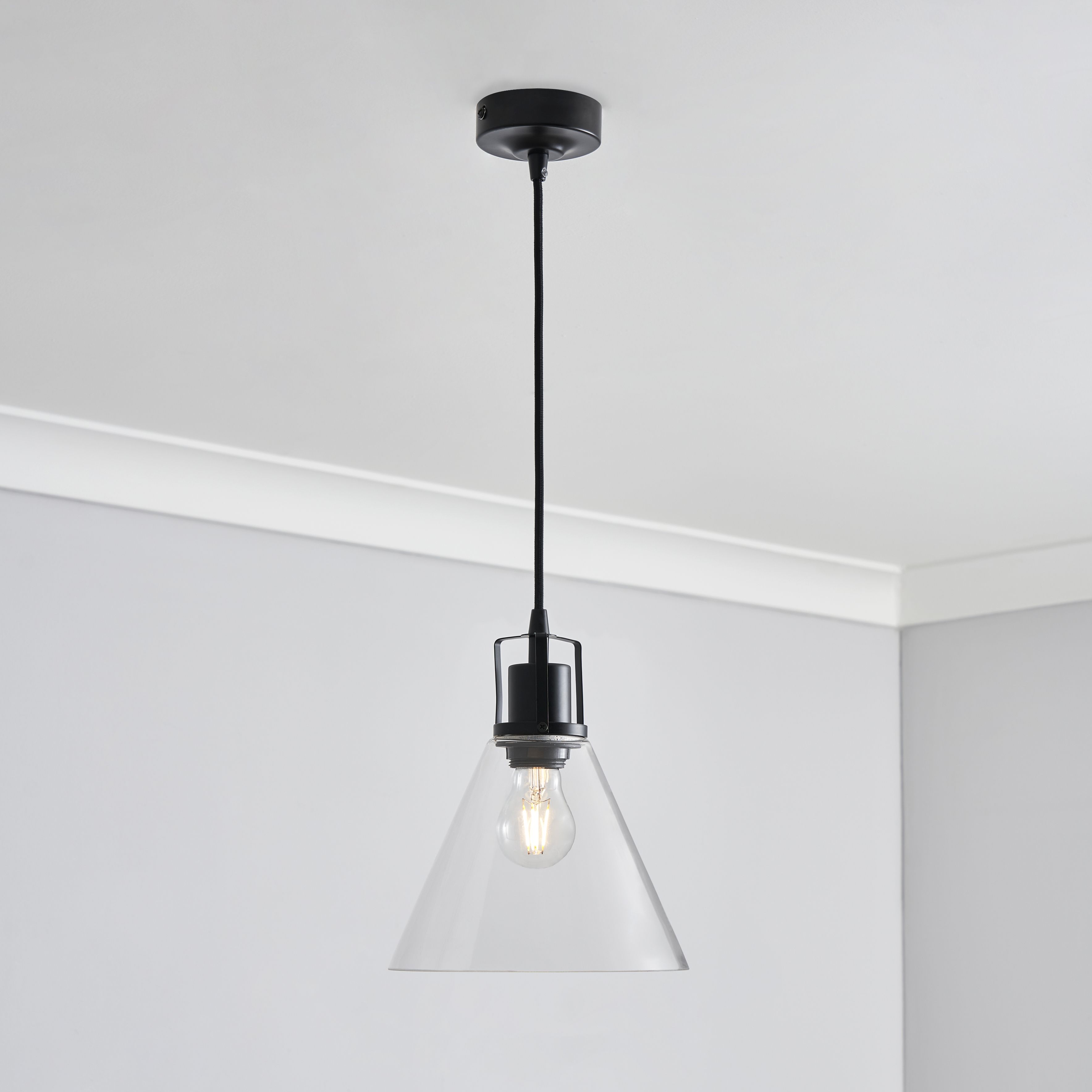 Inlight Dafyd Matt Glass & metal LED Ceiling light
