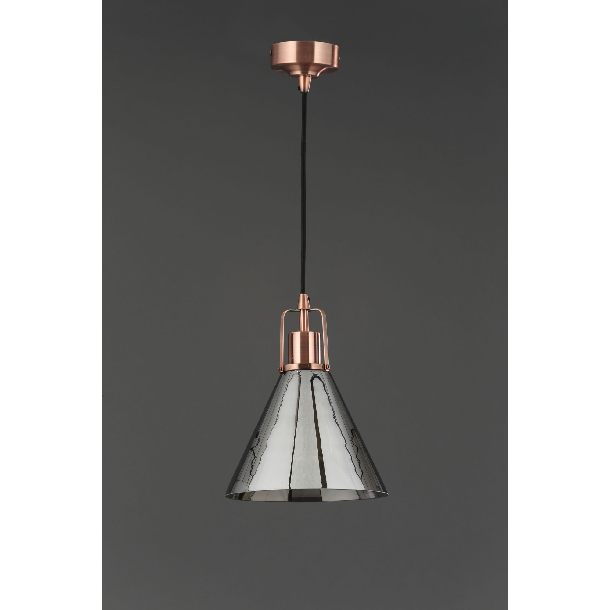 Inlight Dafyd Pendant Glass & metal Antique copper effect Ceiling light