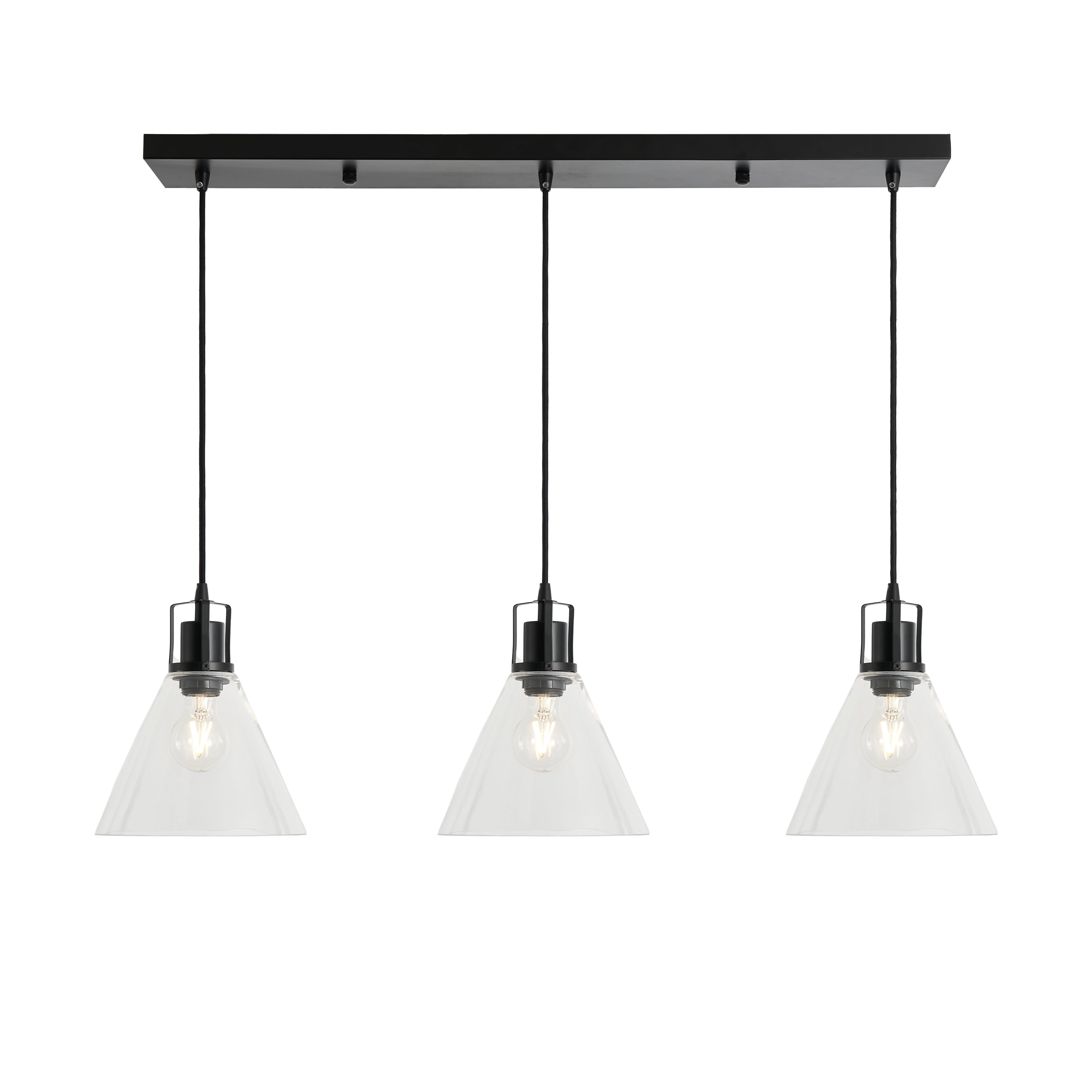 Inlight Dafyd pendant Matt Glass & metal 3 Lamp LED Ceiling light