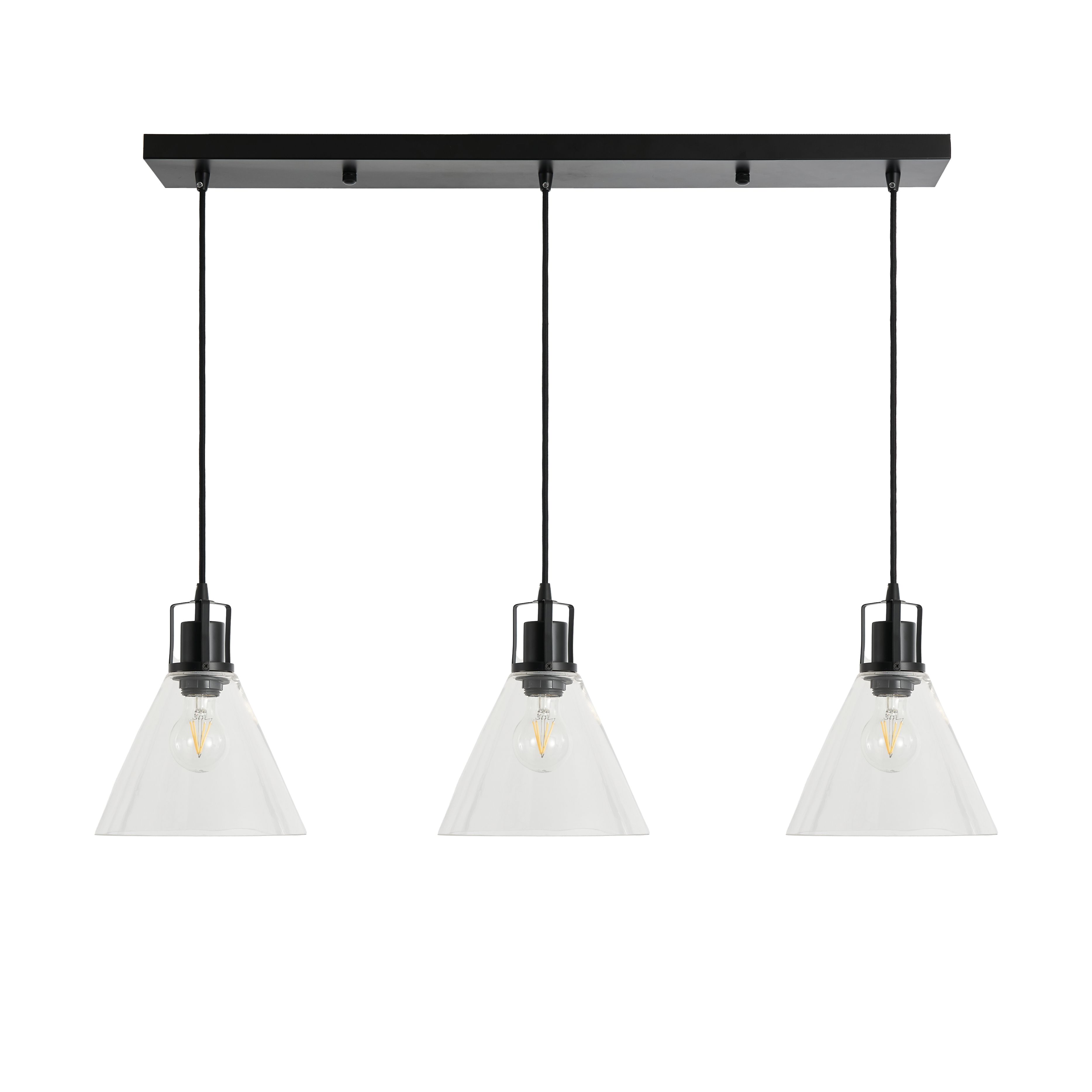 Inlight Dafyd pendant Matt Glass & metal 3 Lamp LED Ceiling light