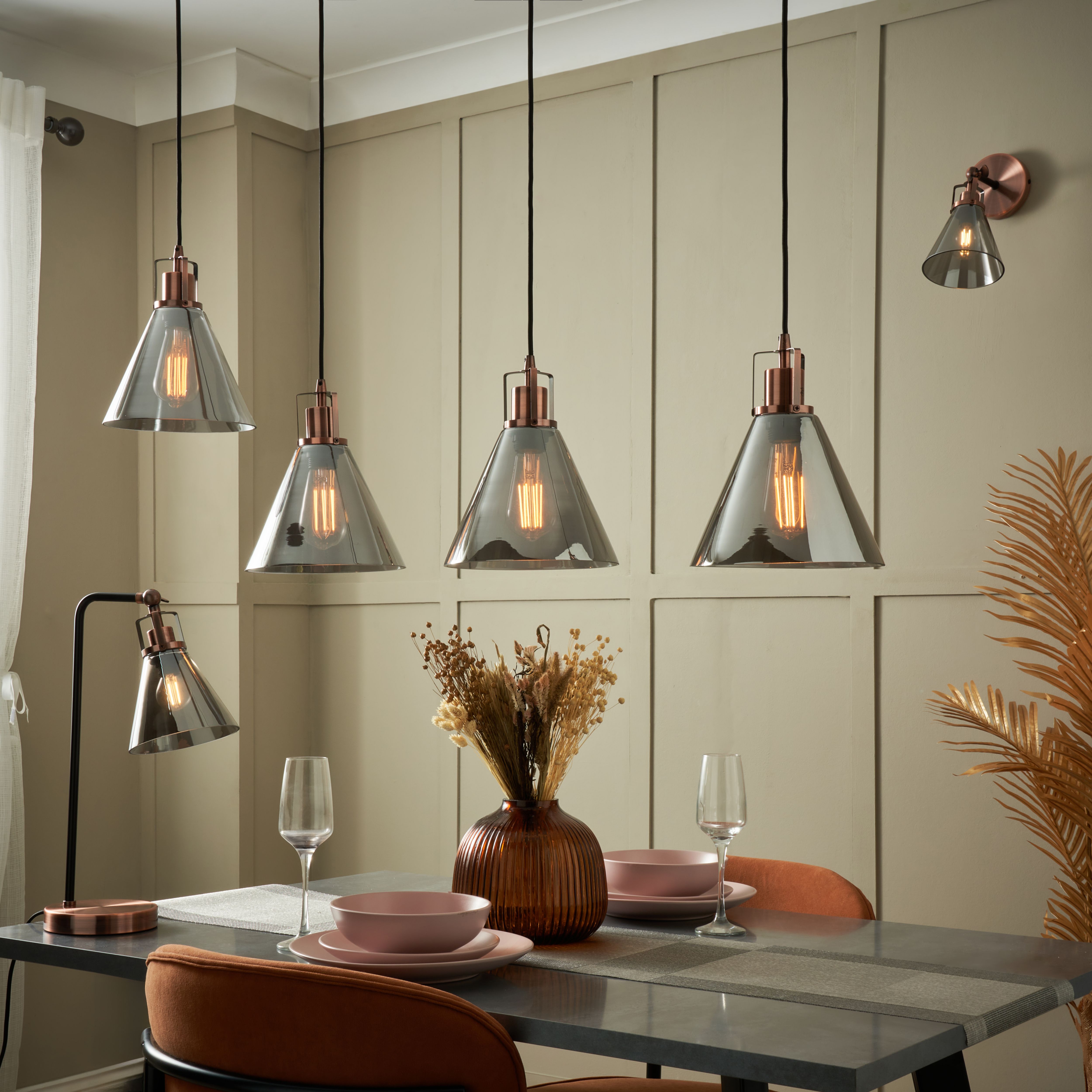 Inlight Dafyd Satin Copper Antique copper effect Wired LED Wall light