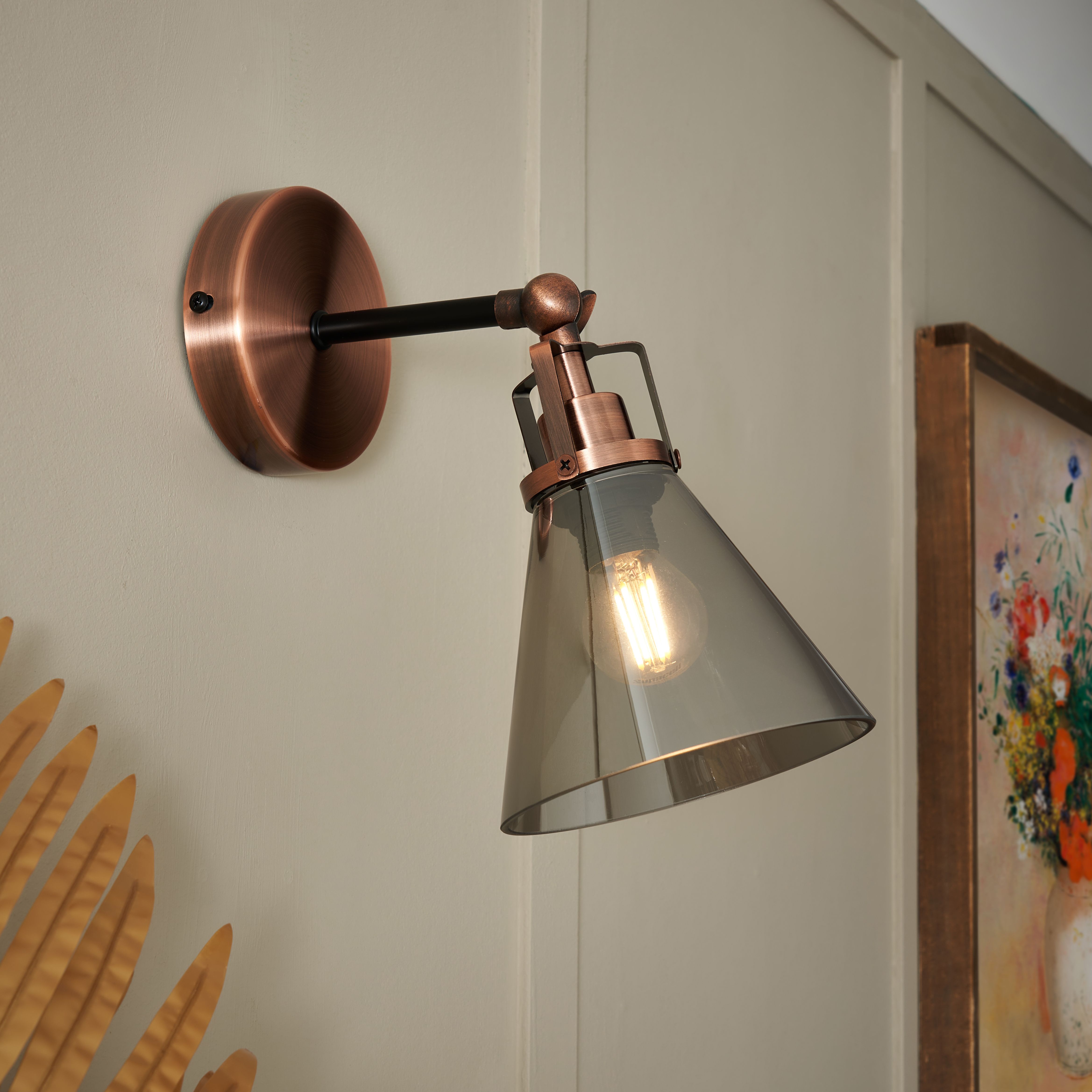 Inlight Dafyd Satin Copper Antique copper effect Wired LED Wall light