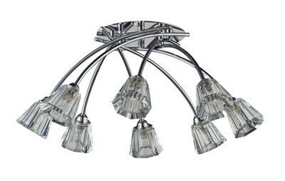Inlight Darling Cascade Brushed Glass & metal smoke Smoked chrome effect 8 Lamp Ceiling light