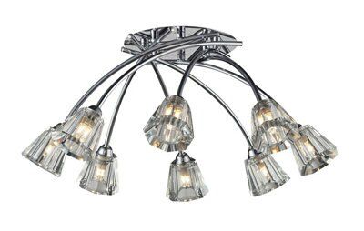 Inlight Darling Cascade Brushed Glass & metal smoke Smoked chrome effect 8 Lamp Ceiling light