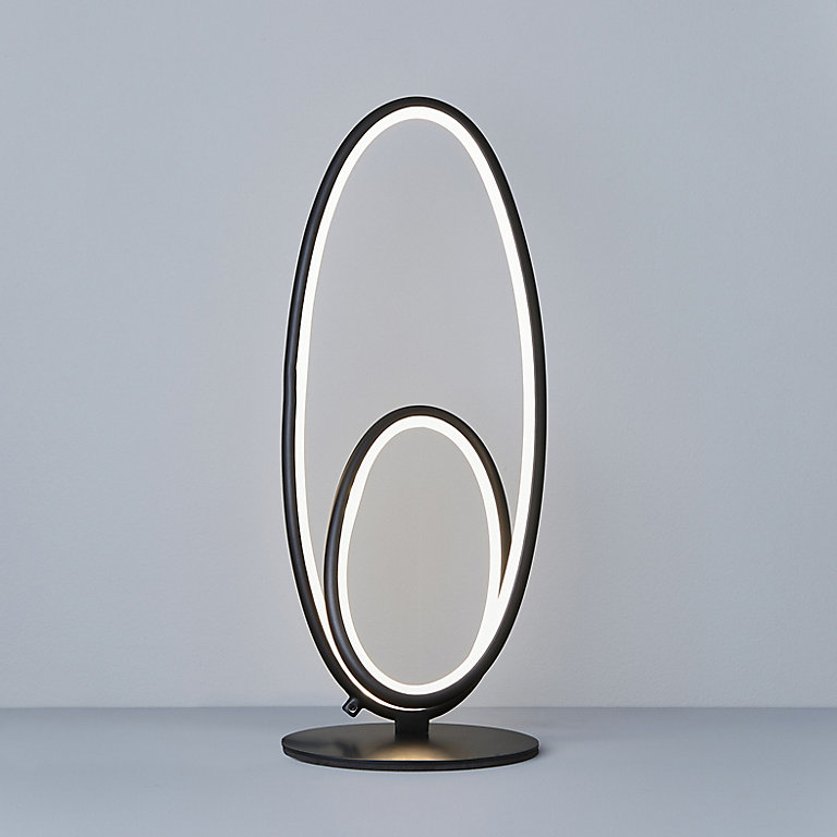 Refrein gloeilamp Ass Inlight Davida Spiral Polished Black LED Table lamp | DIY at B&Q
