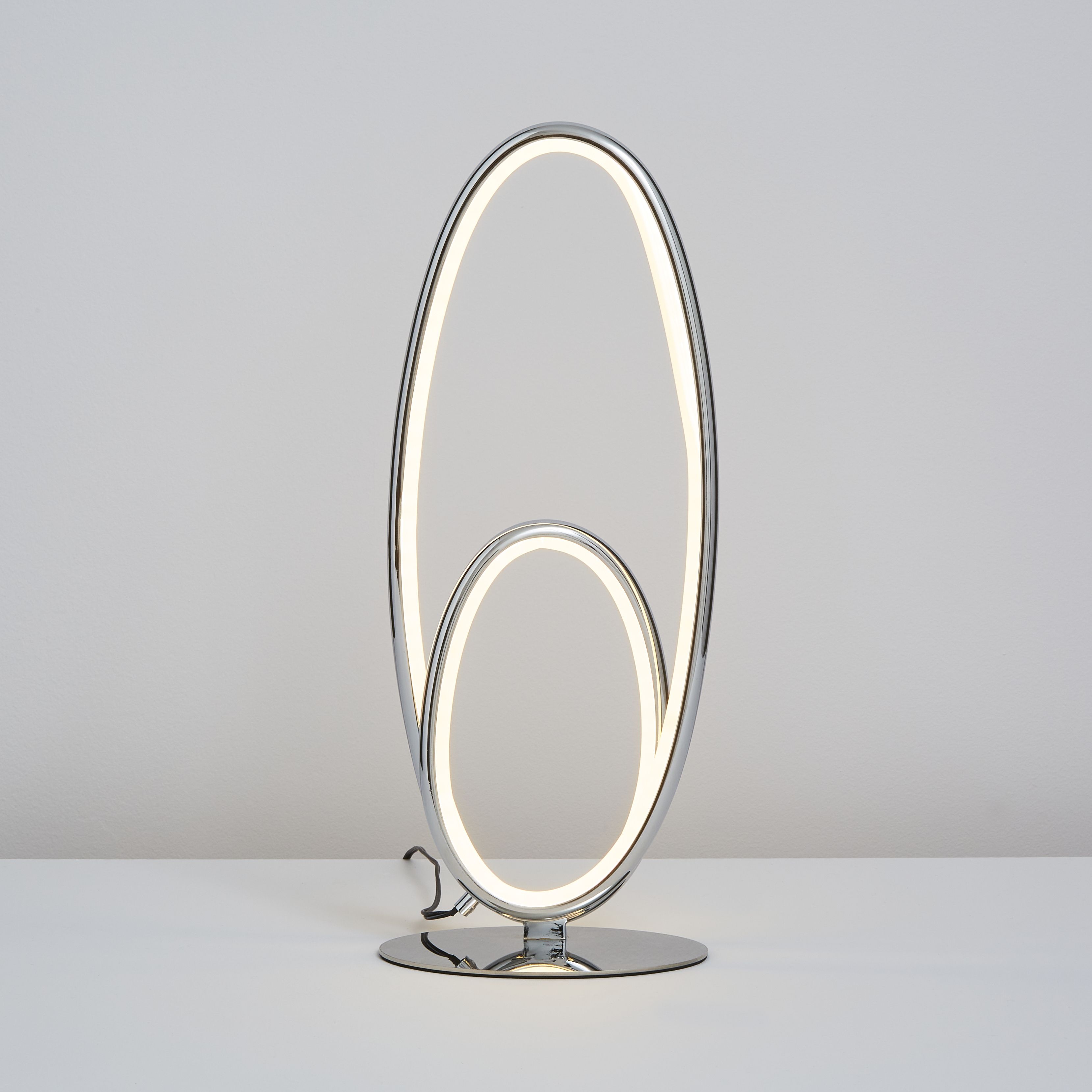 Inlight Davida Spiral Polished Chrome effect Oval Table lamp